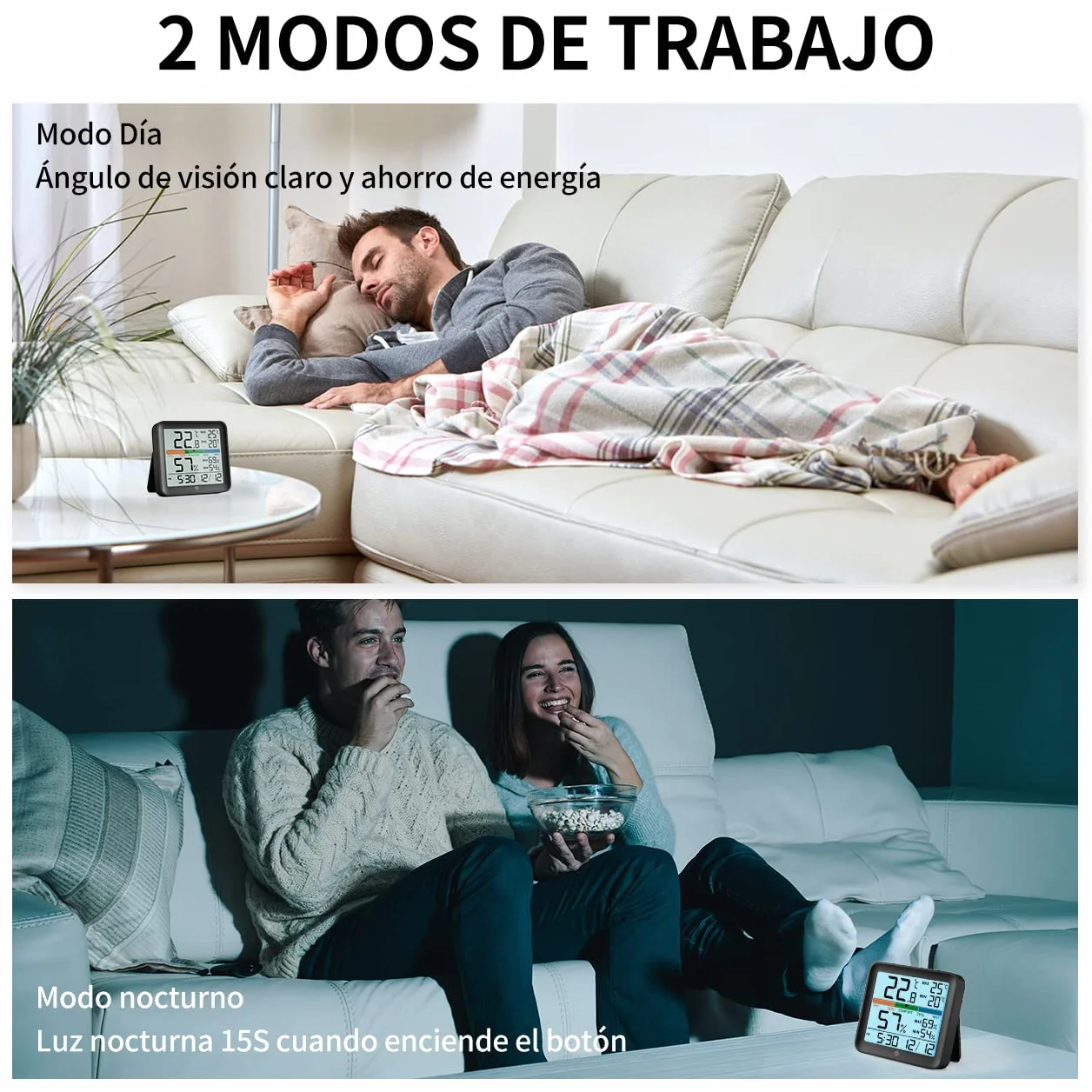 NOKLEAD Termómetro Digital Higrómetro Medidor de Humedad Sensor Temperatura Pantalla LCD Negro