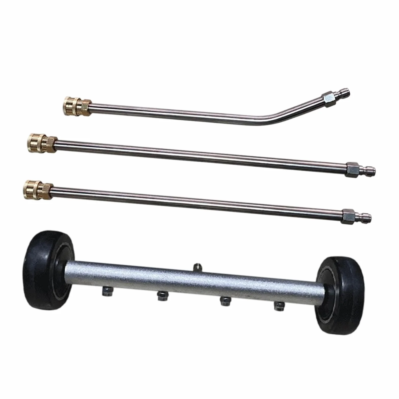 Limpiador de Chasis Lavadora a Presión Barrido Agua Conexión Rápida Boquillas 1/4 Ruedas Extensibles Adecuado para Autos SUV Pasillos Terrazas, Negro