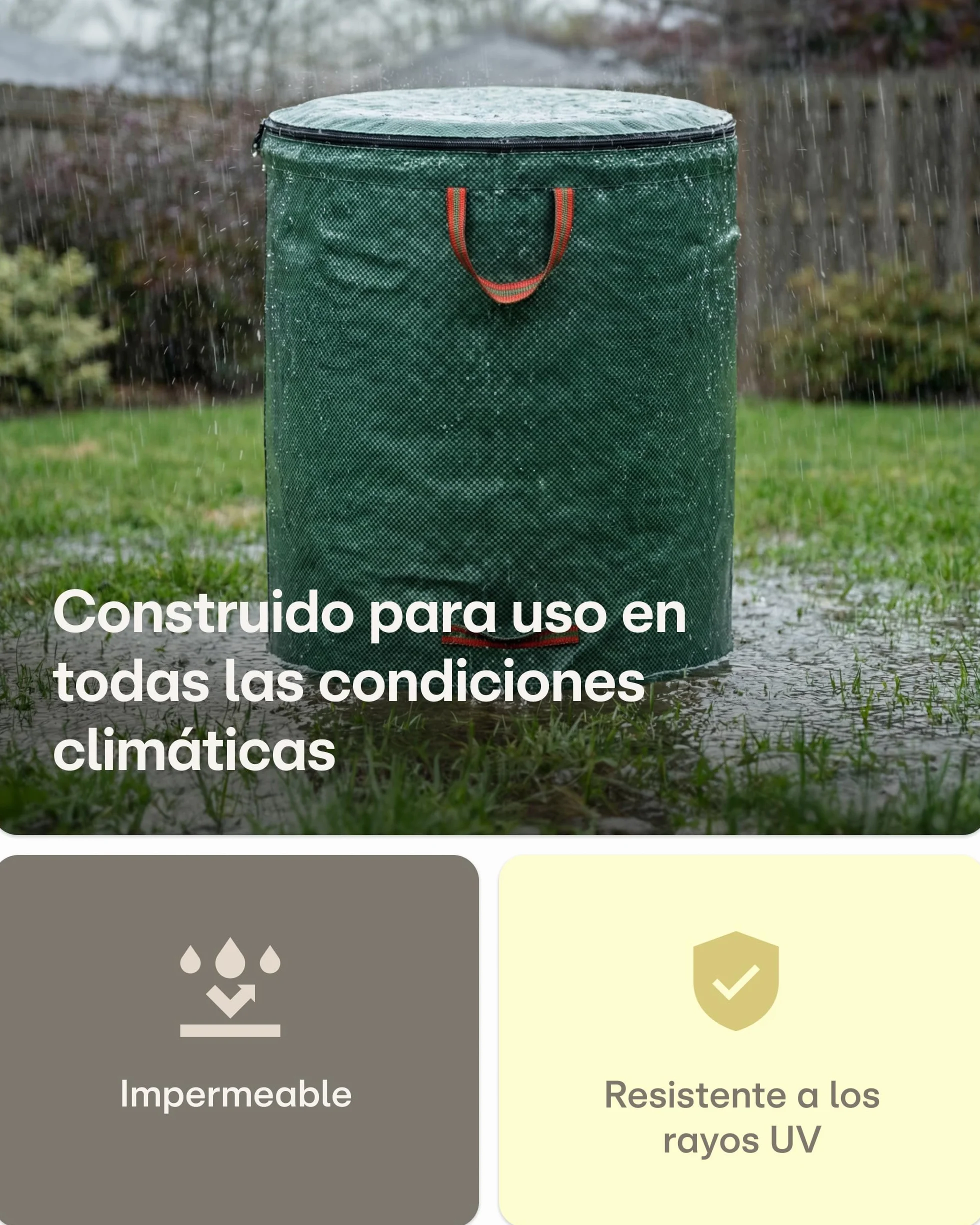 Praknu 500 L Bolsa Jardin Con Tapa Cremallera 4 Asas Resistentes Plegable Reutilizable Polipropileno XXL