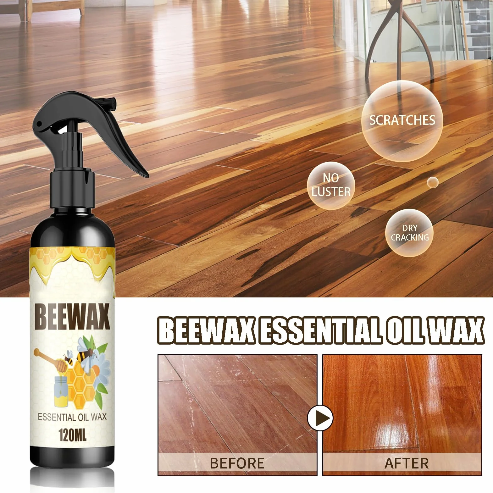 Natural Micro-Molecularized Beeswax Spray for Furniture Polish Wood Seasoning