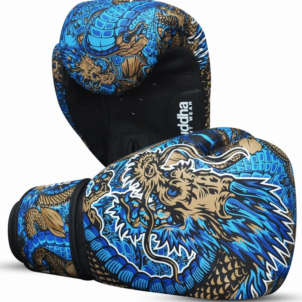 BUDDHA FIGHT WEAR Guantes de Boxeo Dragon 10 oz 12 oz 14 oz 16 oz para Entrenamientos Sparring Muay Thai Kickboxing