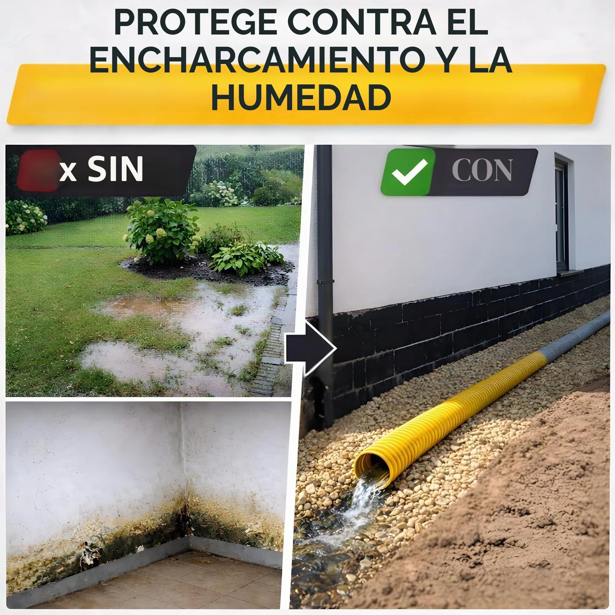 Tubo de drenaje DN 50 perforado recubierto con filtro de coco 10 M