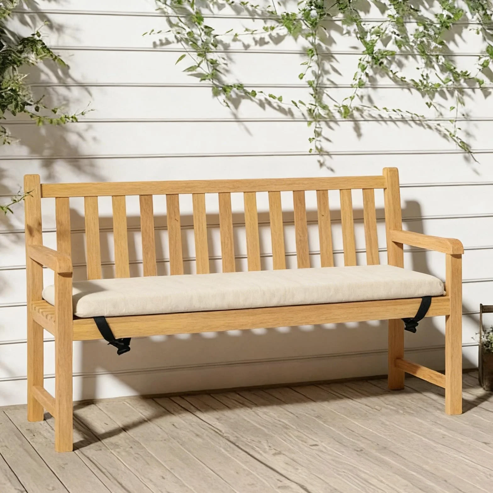 Cojín de asiento para banco 80 x 40 x 5 cm antideslizante extraíble beige