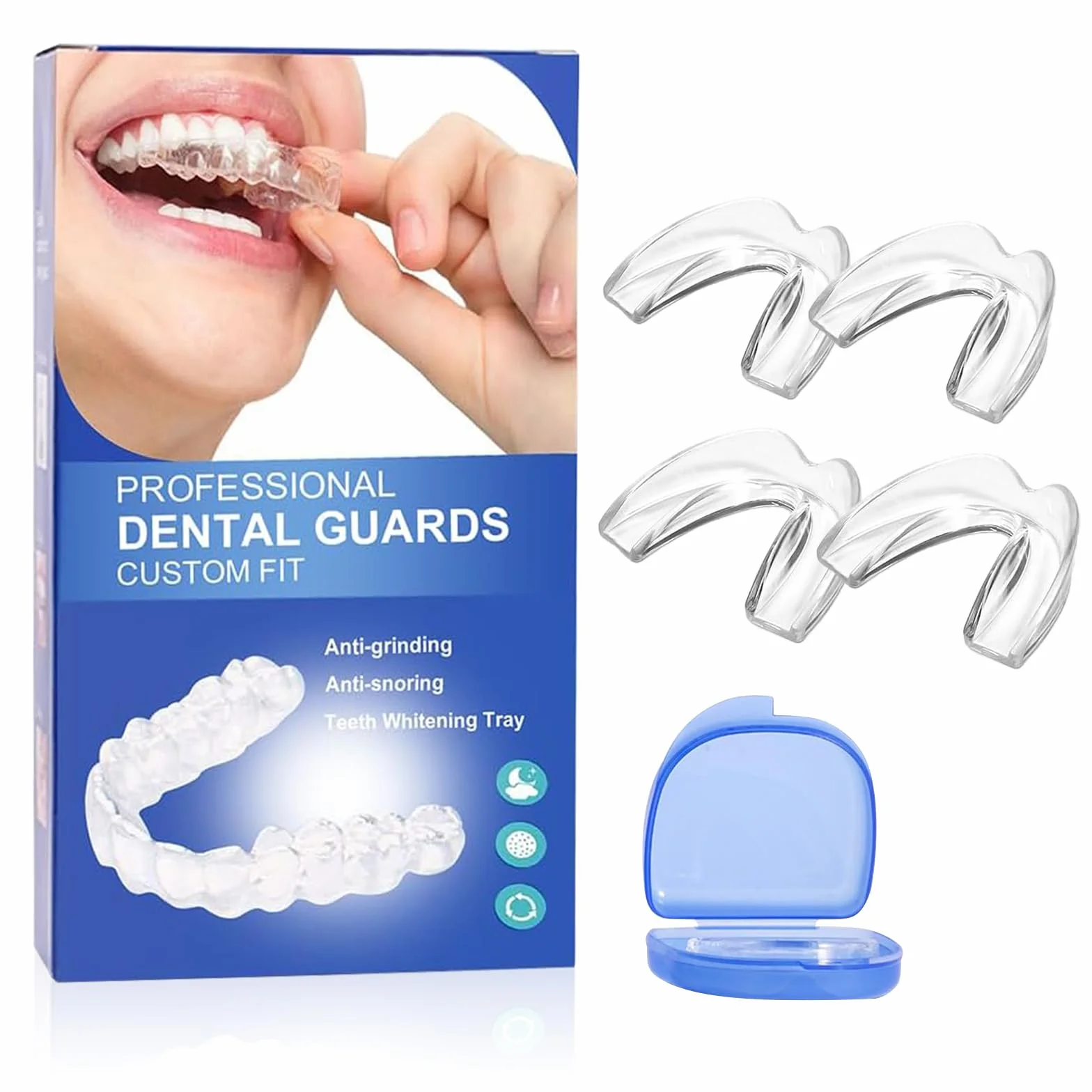 Férula Dental de Descarga Bruxismo 4 Piezas 2 Tamaños Protector Bucal con Caja