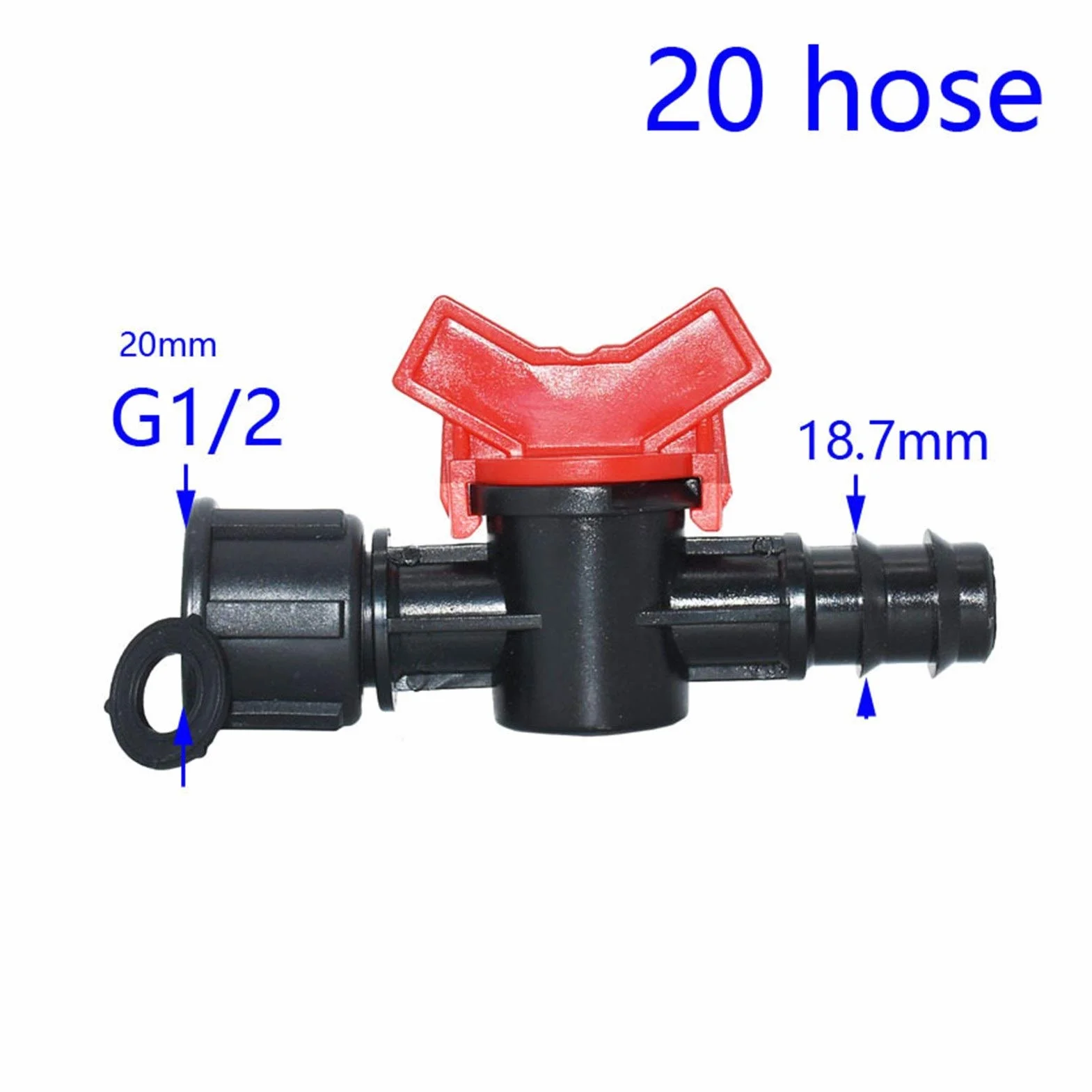 Pulverizador de riego por aspersión de jardín Rosca hembra 1/2" 3/4" for 16mm 20mm manguera de jardín grifo 1/2 3/4 manguera de riego adaptador de la válvula de agua Mini llave de paso de conector 20p