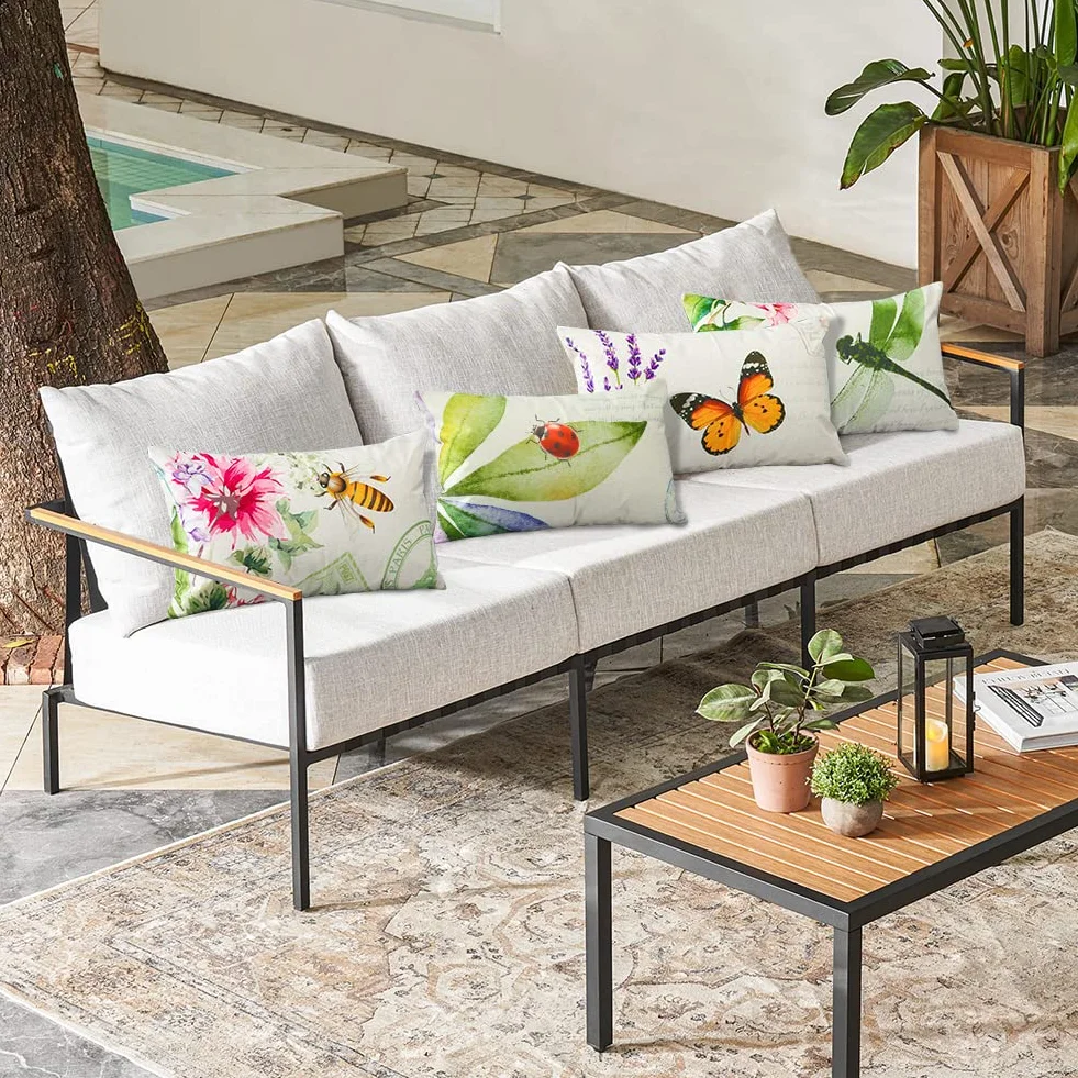 Artscope Fundas Impermeables para Cojín 12x20 Pulgadas, Juego de 4, Decorativas para Exterior, Patio, Jardín, Sala de Estar