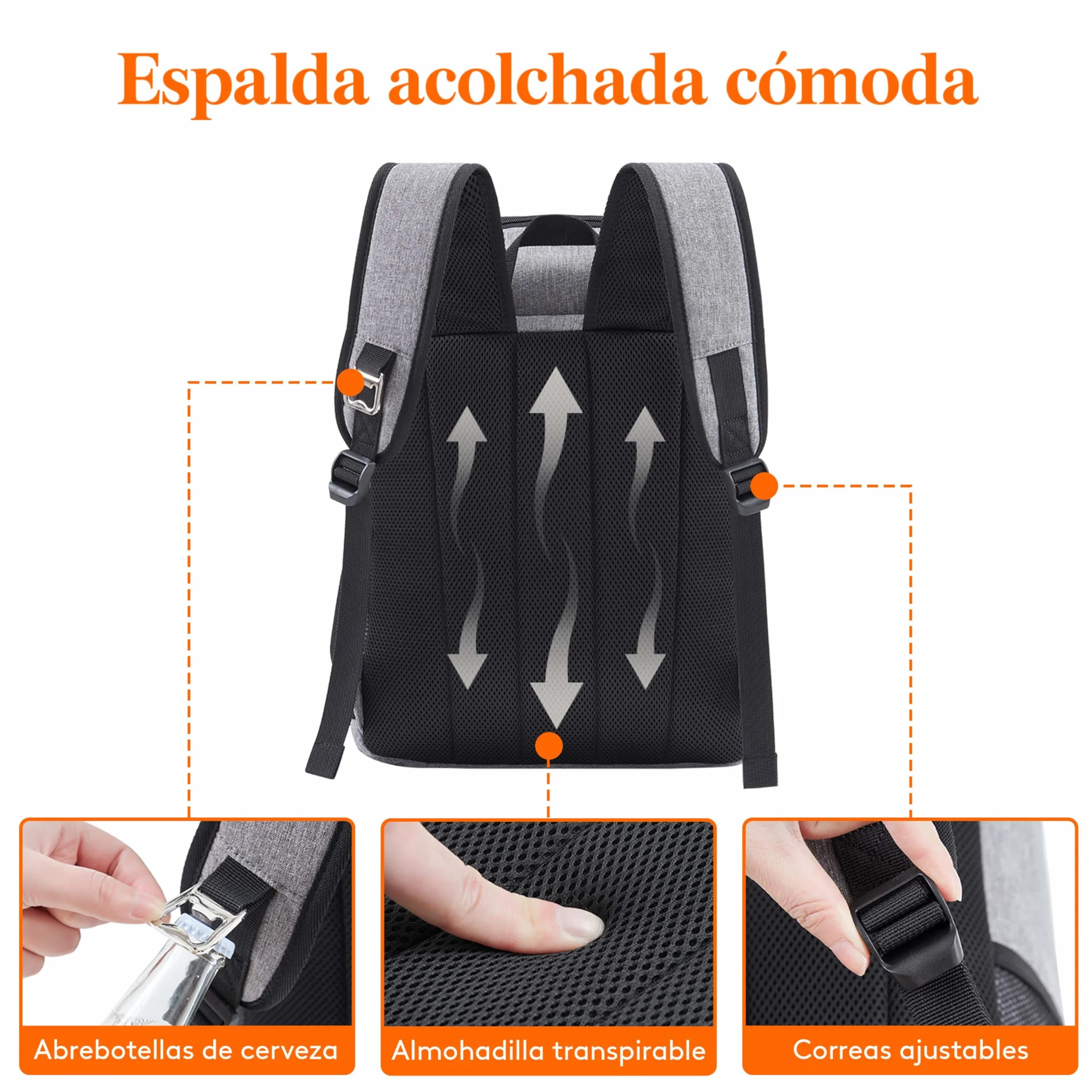 Lifewit Mochila Nevera Isotérmica 26L Gris Portátil para Playa Camping Viaje