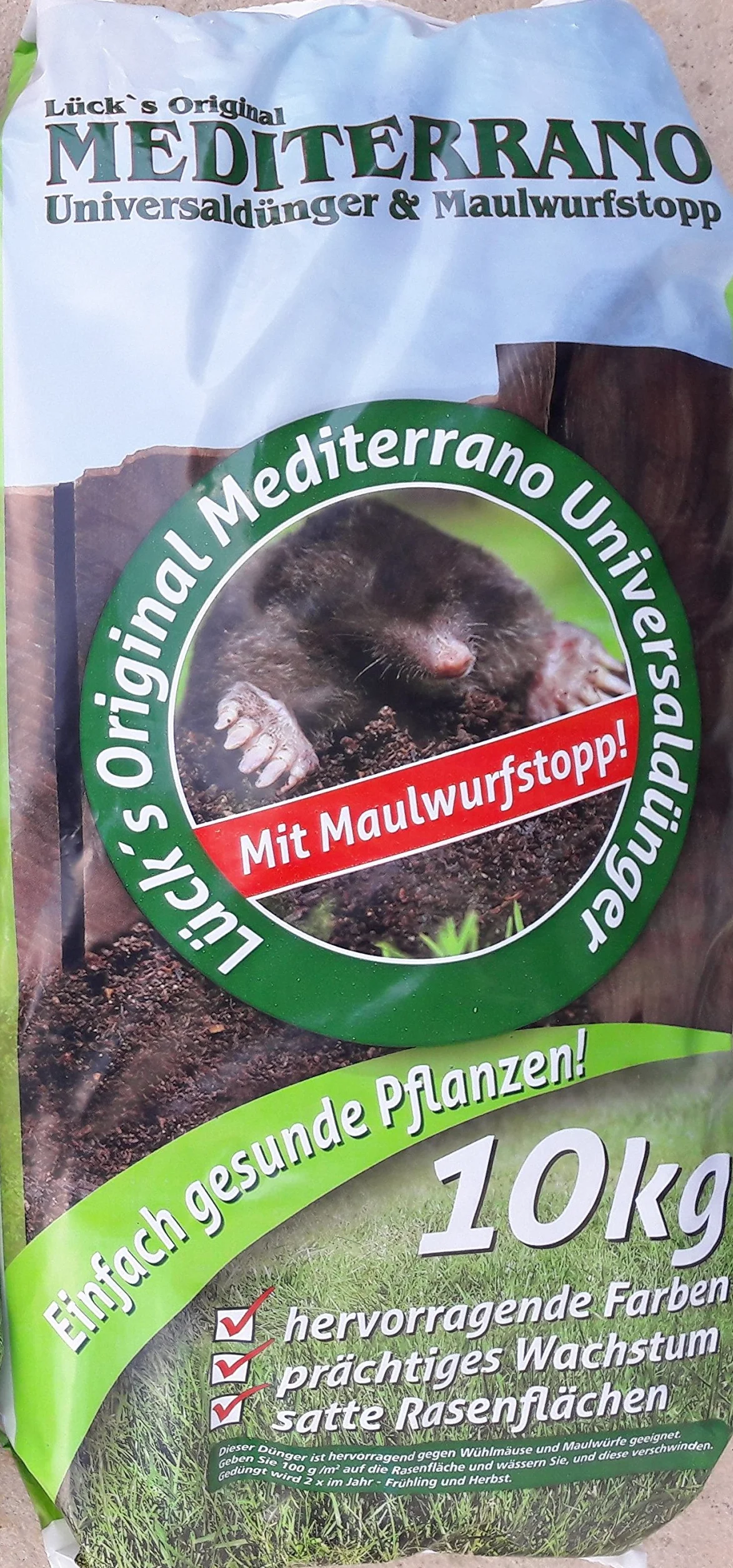 Mediterrano Tope Stop 2 en 1 – La solución más eficaz contra topos y ratones de campo, 10 kg
