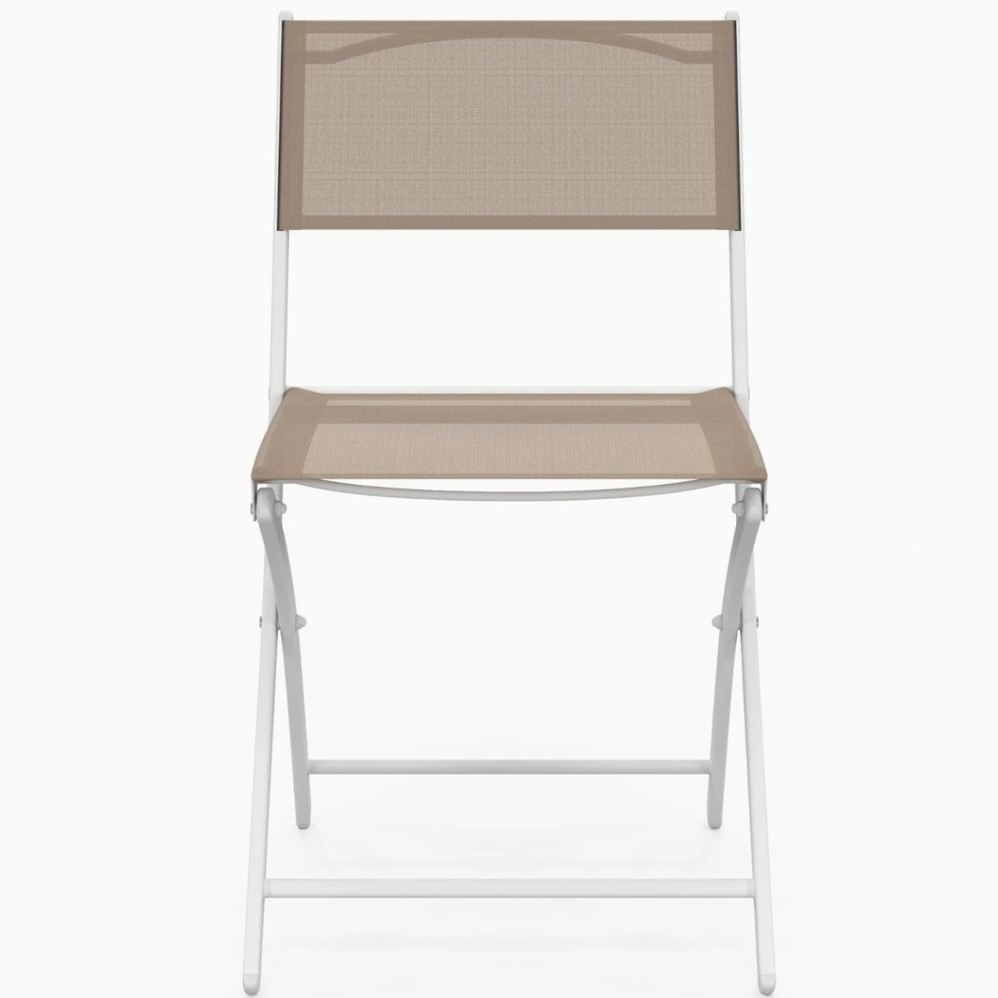 IDMarket - Juego de 6 sillas de jardín plegables Bastia metal y textileno blanco y beige
