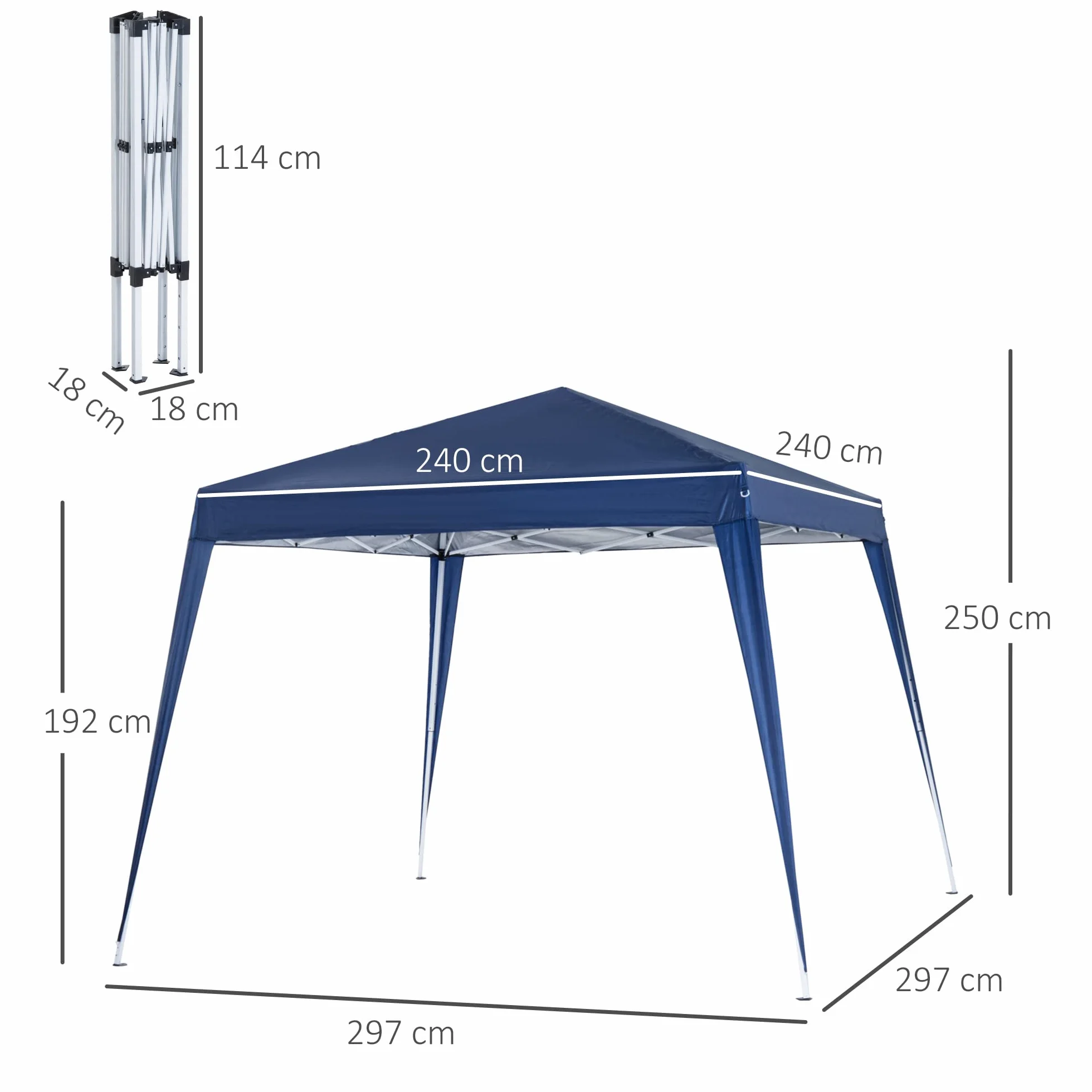 Outsunny Carpa Plegable 3x3 m, Pop-up, Cenador Pabellón de Jardín, Altura Ajustable con Bolsa de Transporte, Anti-UV, Impermeable, Gazebo para Camping, Fiestas, Exterior, Azul