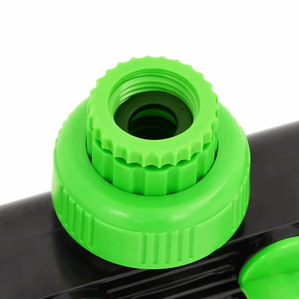 Conector de grifo de 4 vías de ABS y PP, 19,5 x 6 x 11 cm, adaptador verde y negro para 1 2 pulgadas BSP, para riego con aspersores, manguera de jardín y sistema de riego