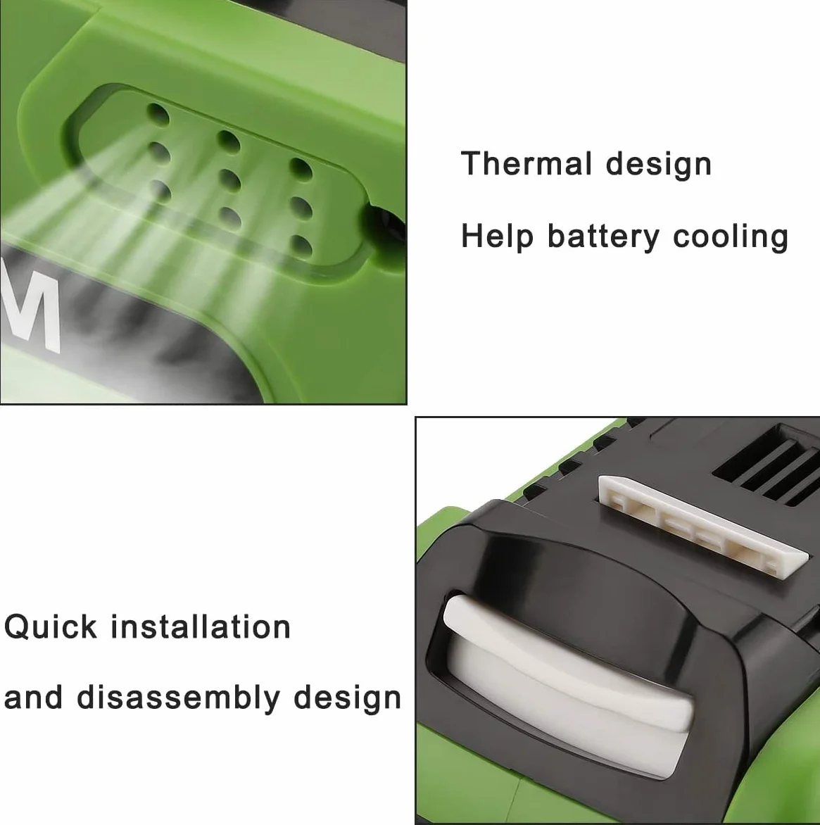 Batería de repuesto de 40 V para Greenworks 40 V 2.0 Ah, compatible con todas las herramientas eléctricas G-MAX de 40 V G40B2 G40B4 G40B5 G40B25 29462 29472 20202 20302 25312 25322 (capacidad real)