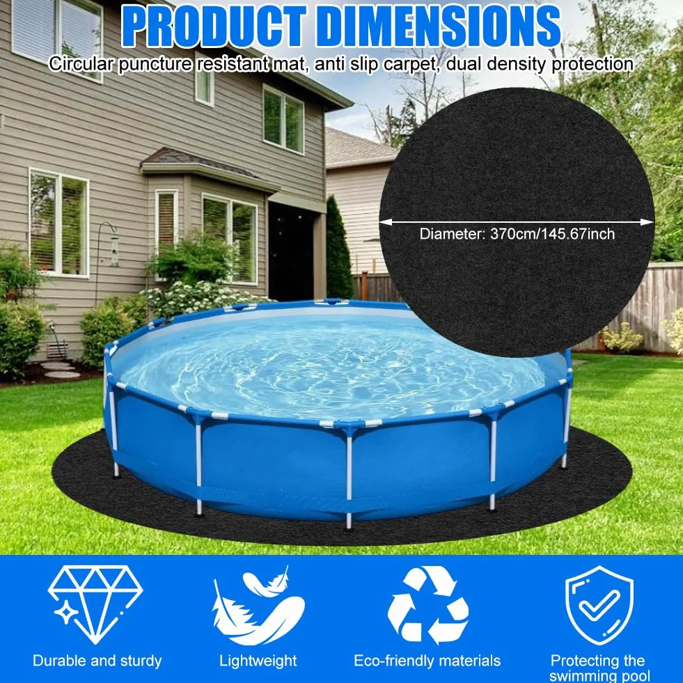 Lona redonda para piscina antideslizante 370 cm resistente al calor suelo de jardín y terraza