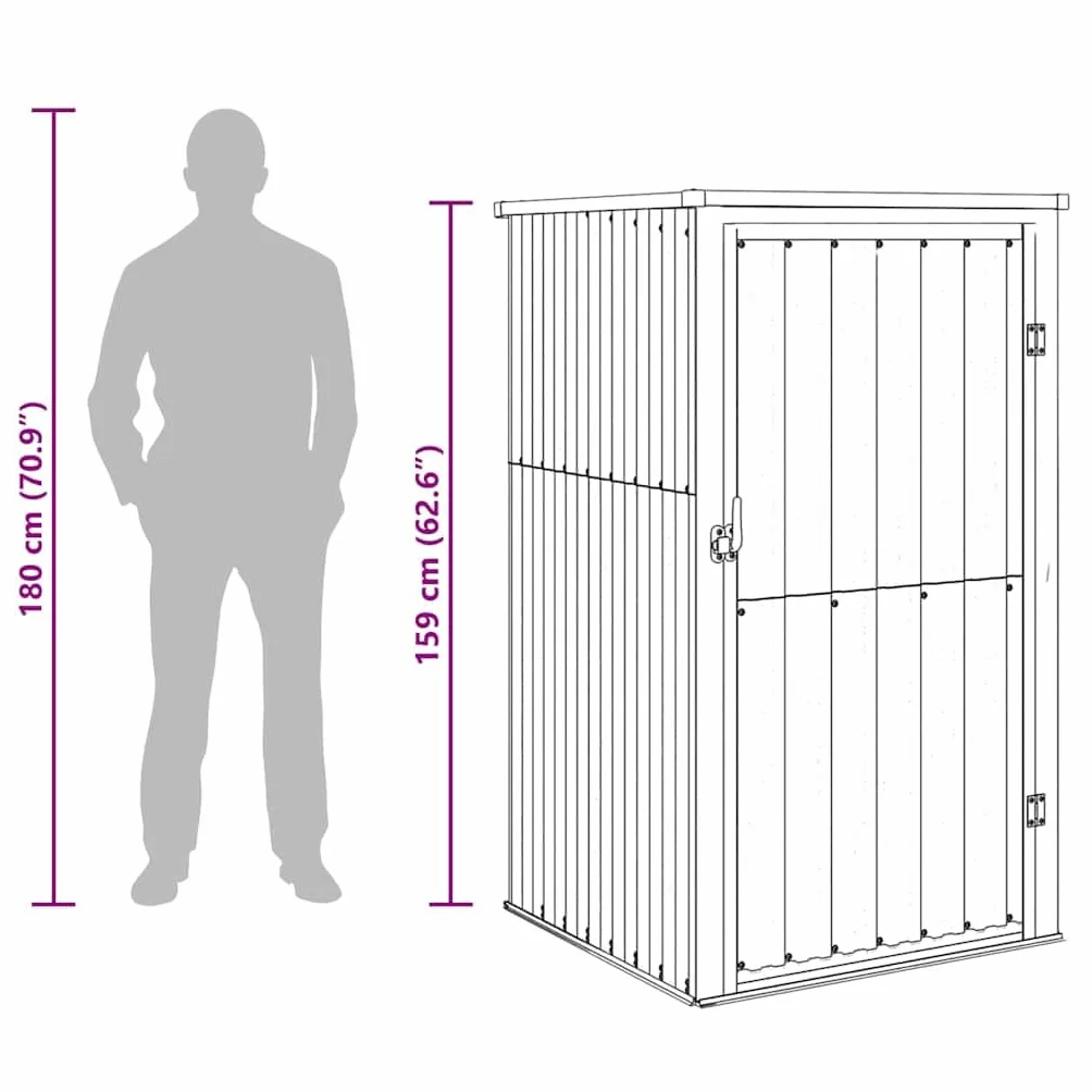 vidaXL Cobertizo de Jardín Acero Galvanizado 88x89x159 cm Caseta Almacenamiento Exterior Puerta Cerrable Armario Herramientas Resistente Clima