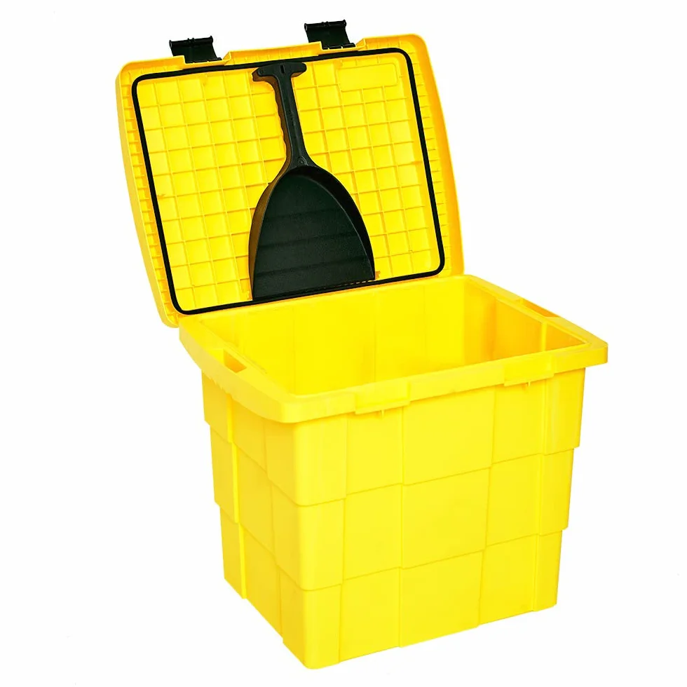 Daken Contenedor de sal para esparcir 108 L con pala amarillo