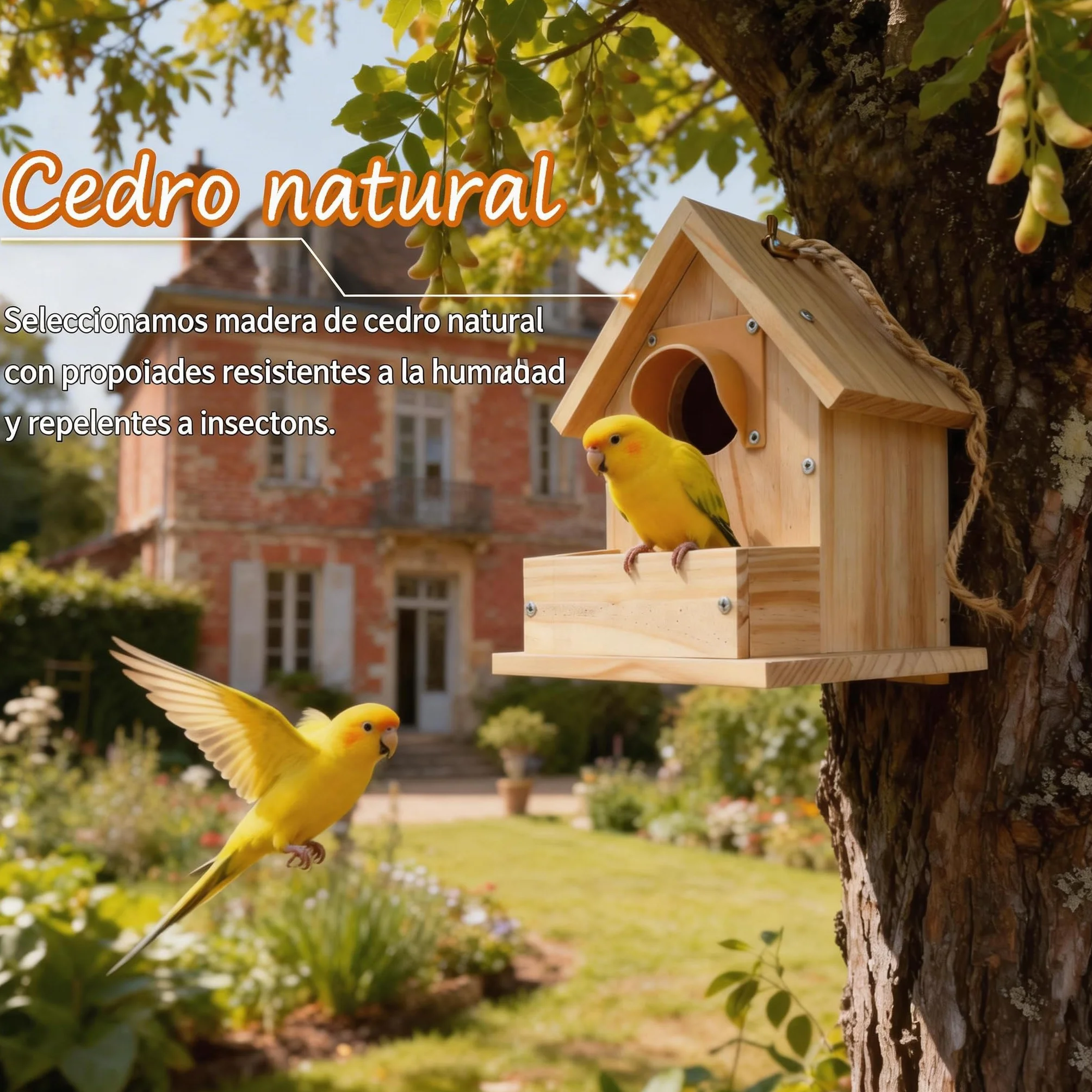 Nido para pájaros de madera resistente a la intemperie colgante para herrerillos petirrojos aves pequeñas