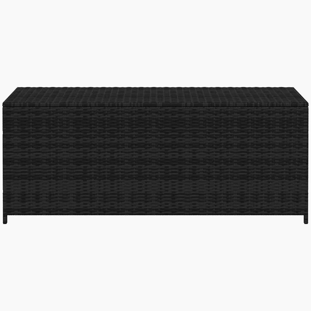 Caja de almacenaje para muebles de jardín, de polirratán, 150 x 50 x 60 cm, color negro