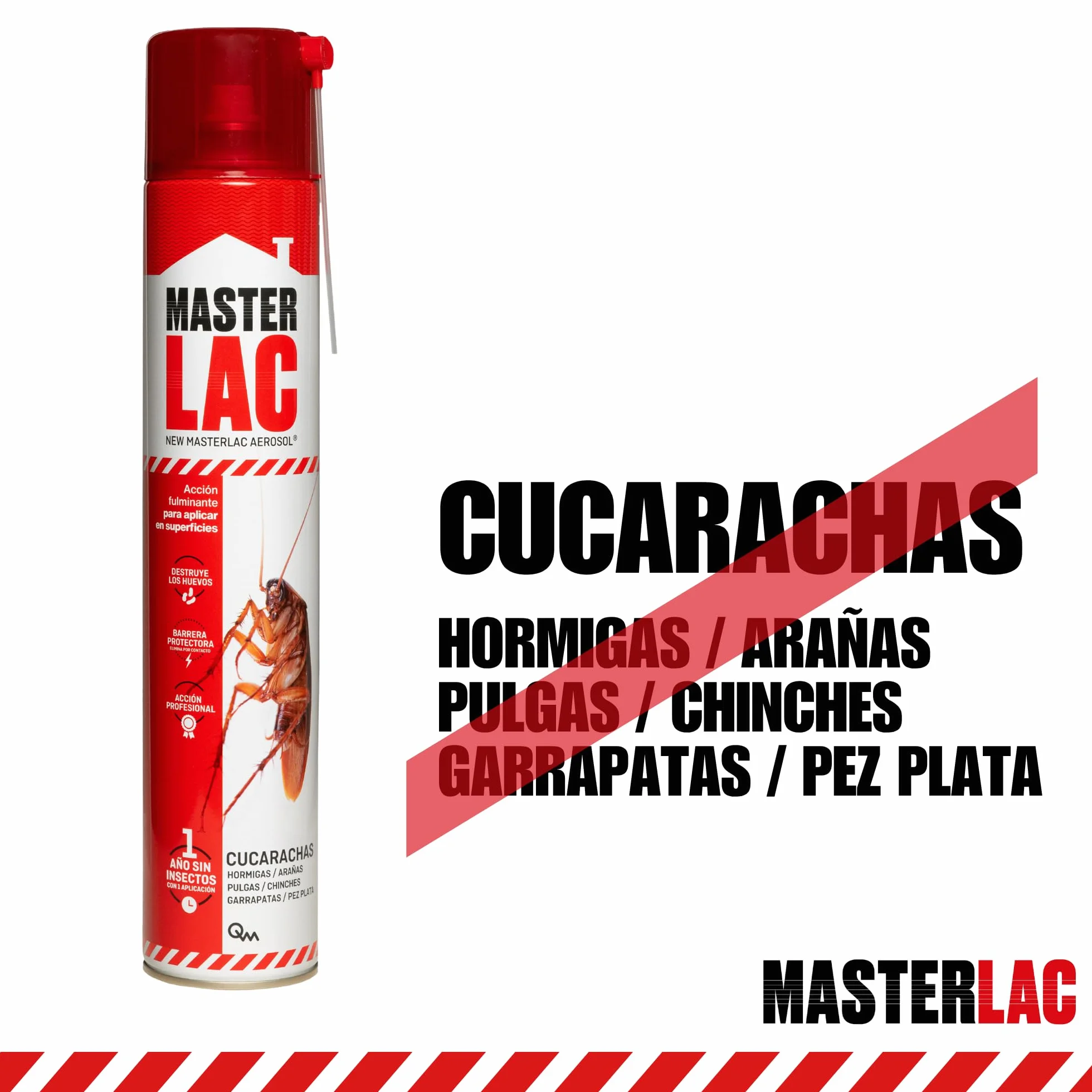 MASTERLAC Insecticida Cucarachas Hormigas Arañas Pulgas Chinches Acción Larvicida 1 Año Duración Efecto Barrera