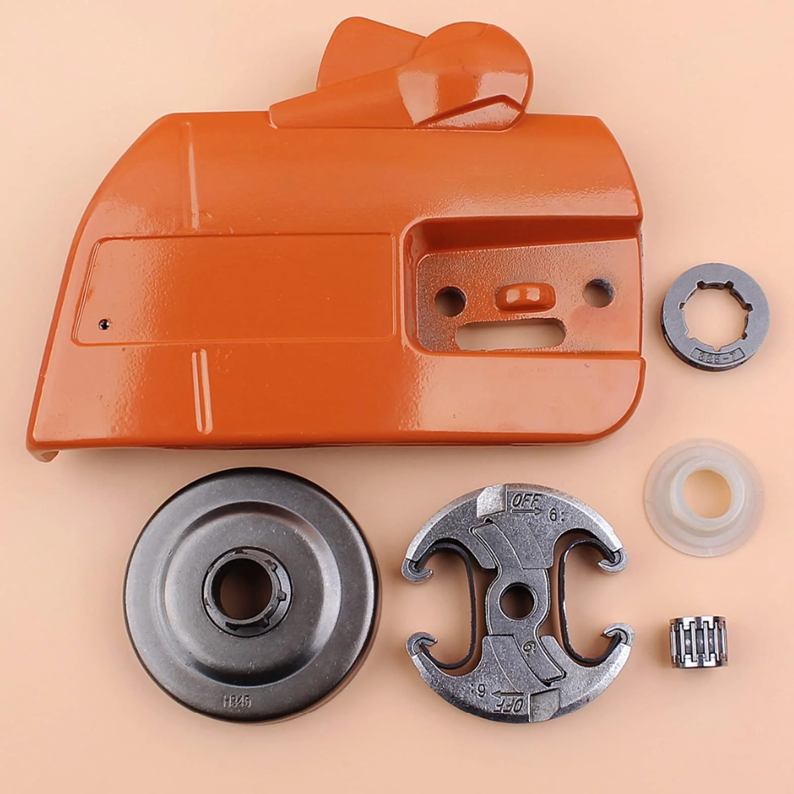 Kit de engranaje helicoidal con rodamiento de tambor de embrague, cubierta de piñón de embrague de freno, for Husqvarna, piezas de repuesto de motosierra 340 345 350 Kit de embrague para cortacé