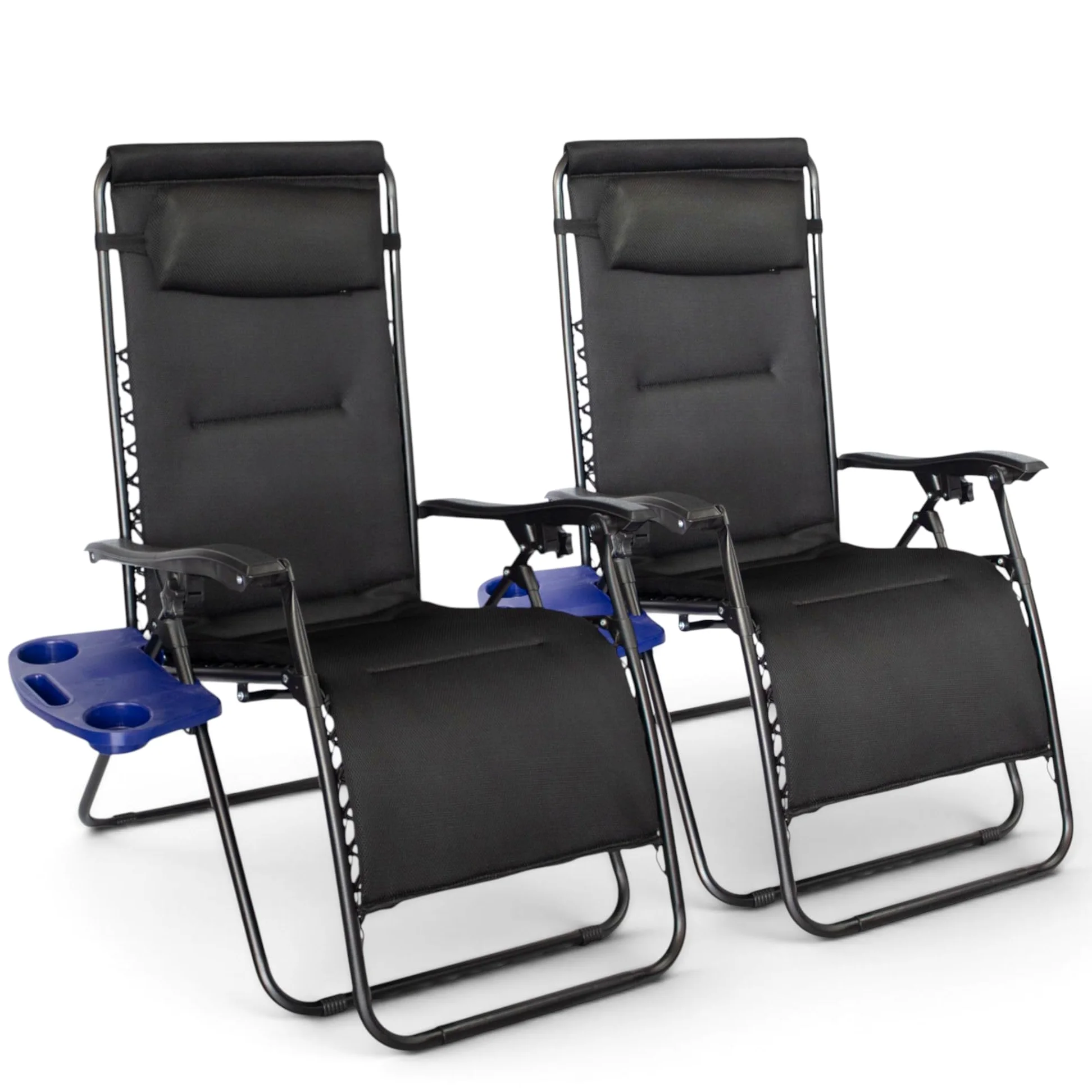 Pincho Tumbonas Jardin Exterior Silla Plegable Camping, Silla Gravedad Cero, Hamaca Plegable con Acolchado 2 cm y Bandeja Extraíble - Acero Ligero, Respaldo Alto, Cojín Cervical, 110 kg