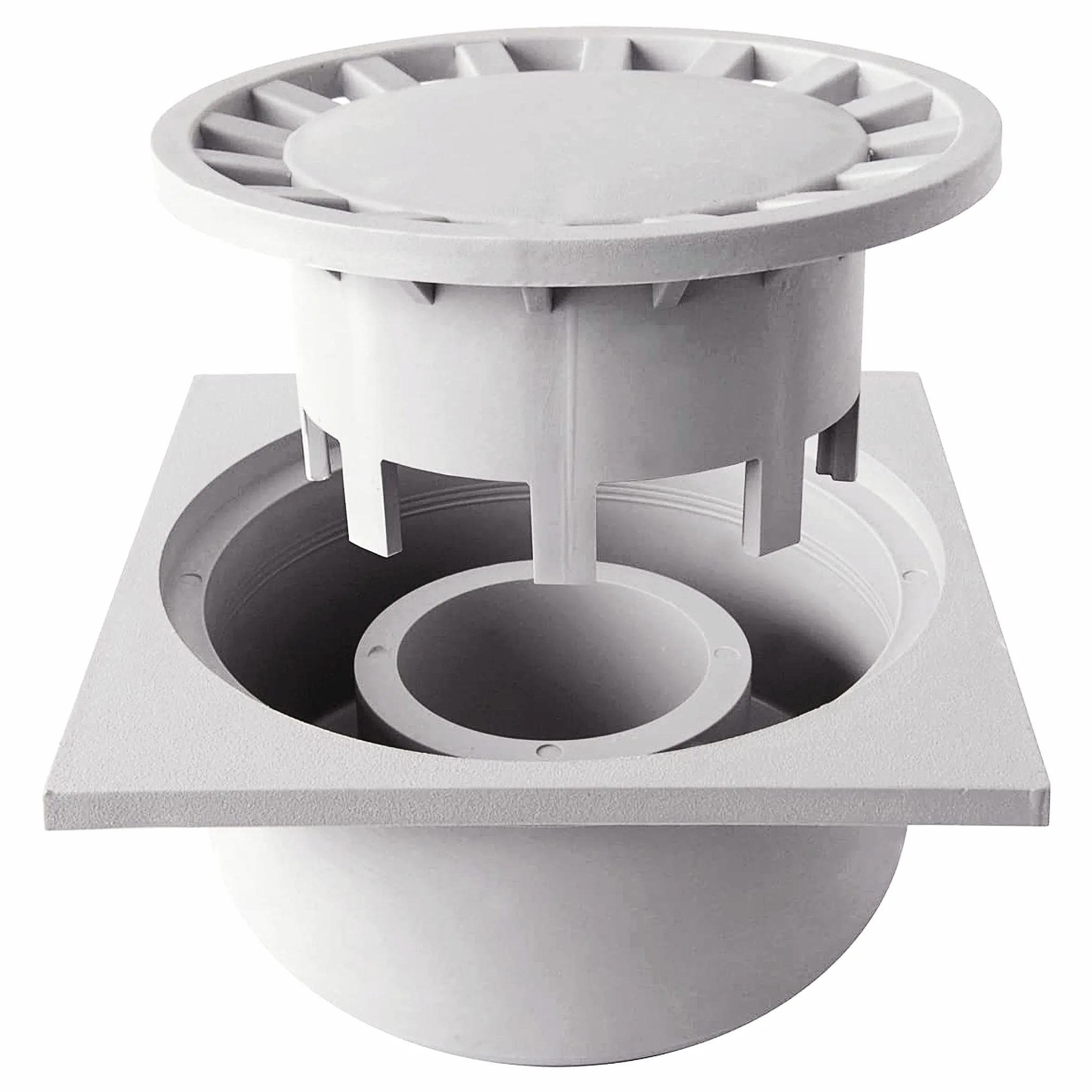 Bricoloco Sumidero sifonico vertical PVC desagüe patio terraza exterior rejilla extraible 15x15 cm