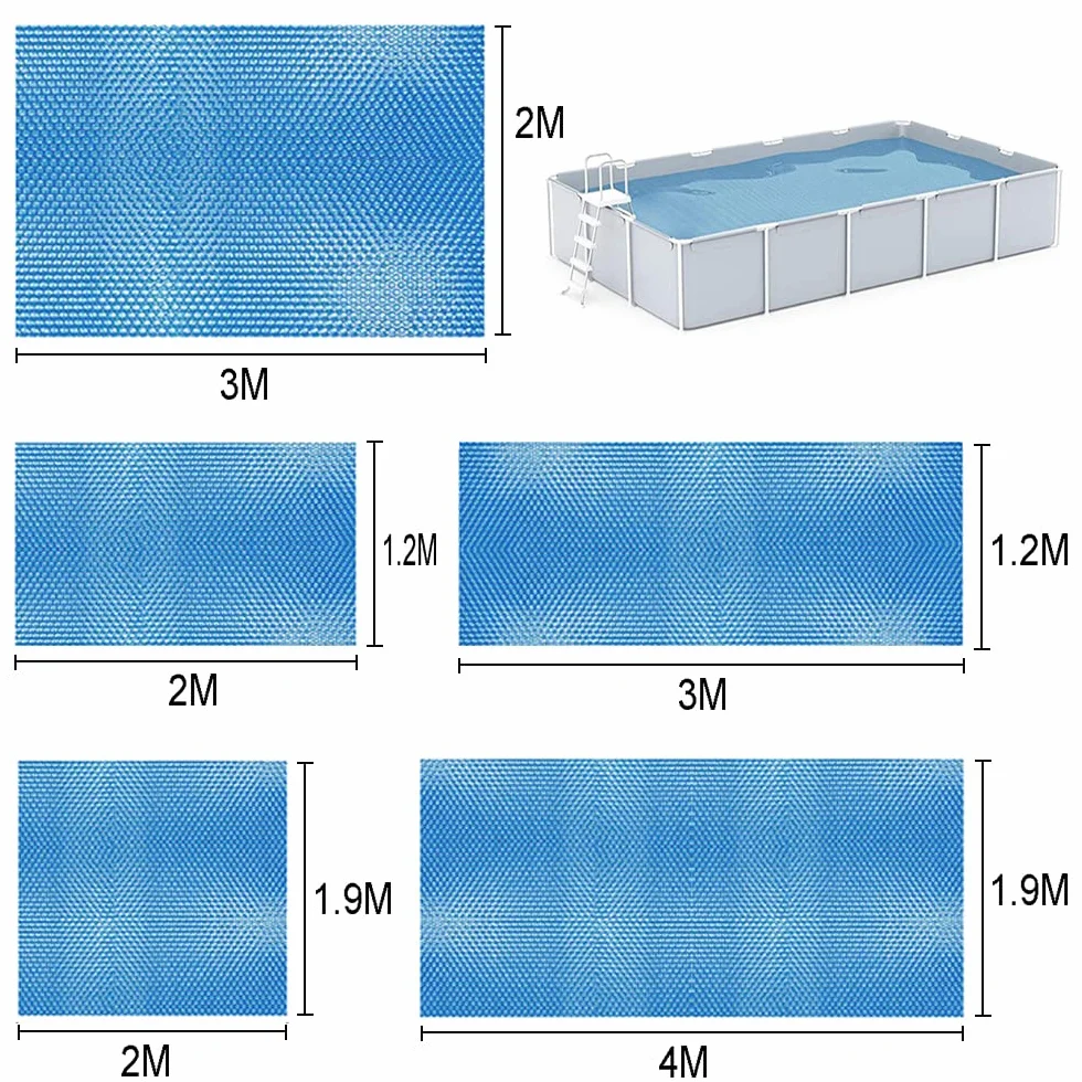 Cobertor Solar Piscina Redonda/Rectangular 300x200CM Cubierta de Burbujas Calienta Agua
