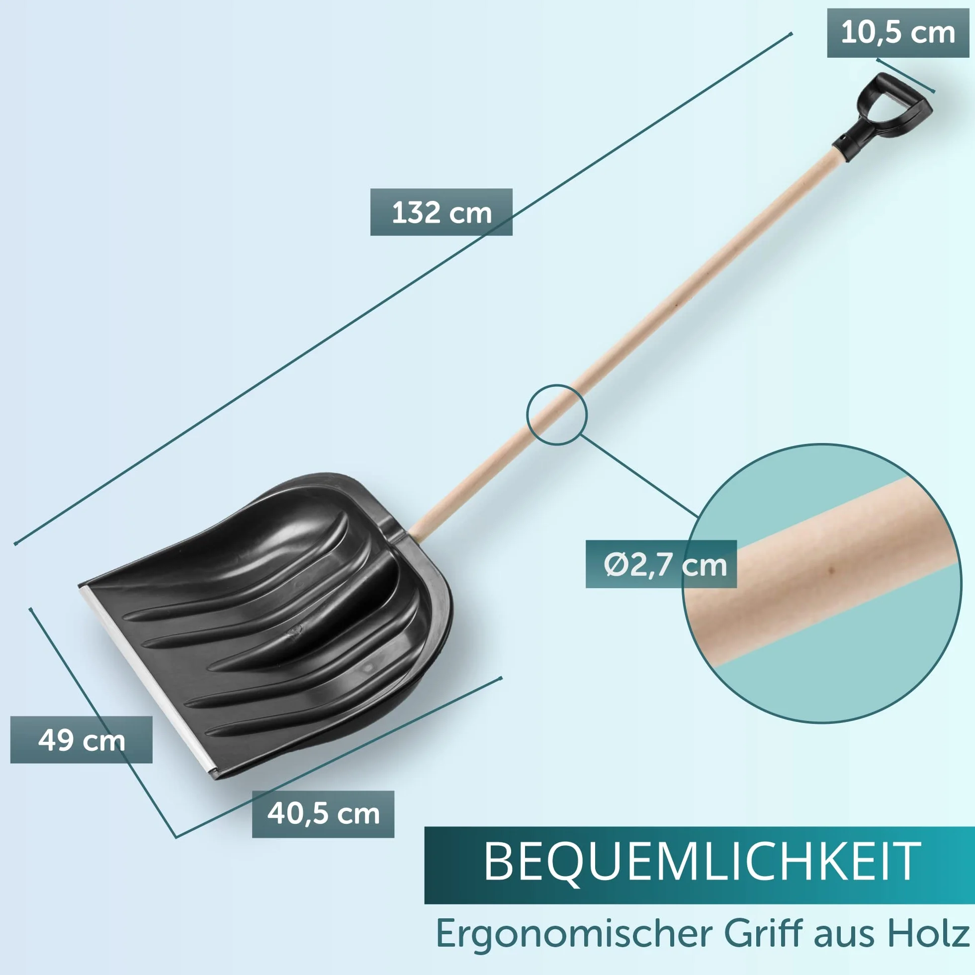 KADAX Pala quitanieves 49 cm hoja de plástico ergonómica