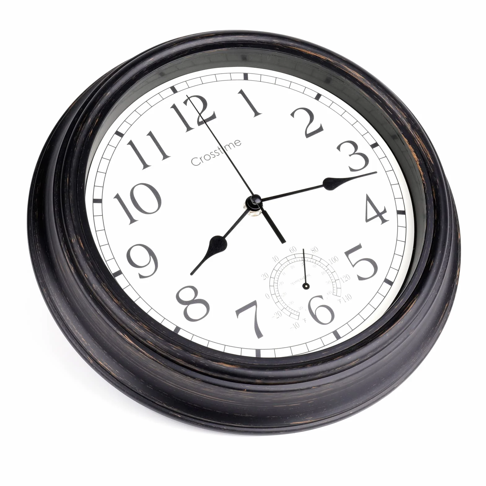 Reloj de Pared Grande 16 Pulgadas Impermeable con Termómetro Bronce para Exteriores