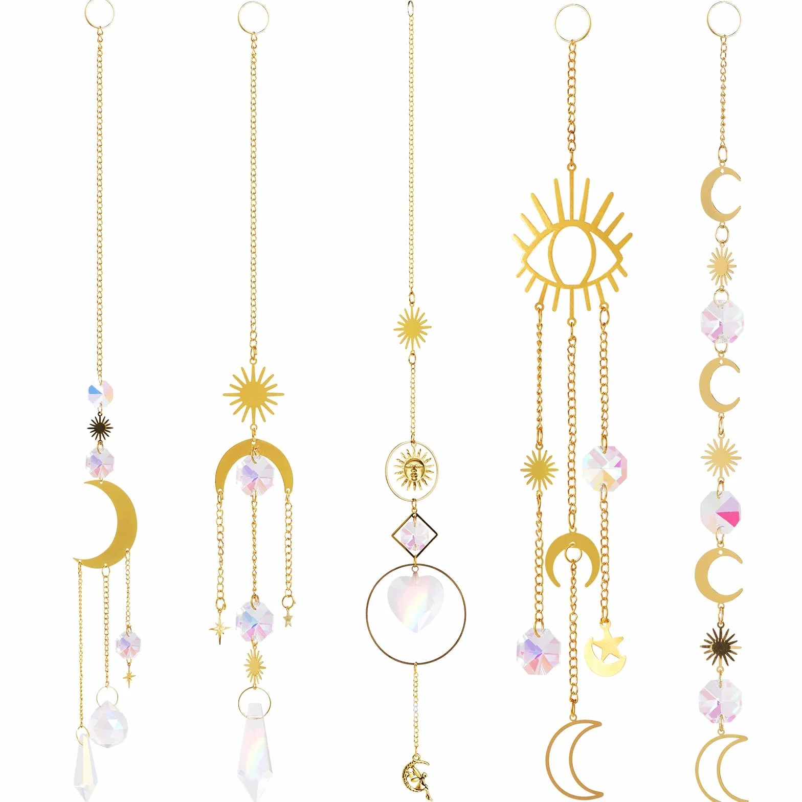 Atrapasoles de Cristal Colgantes Arcoíris Bola de Prisma Suncatcher Decoración Feng Shui Hogar Oficina 5pcs