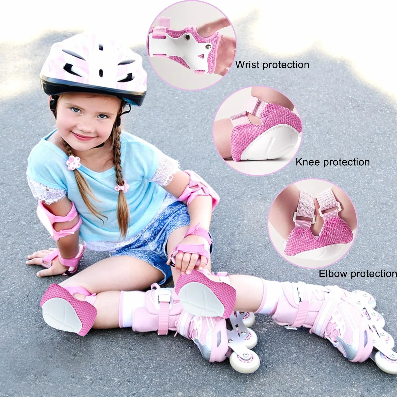 Rodilleras Niño 6 en 1 Protectores Patinaje Infantil Ajustables Coderas Muñequeras