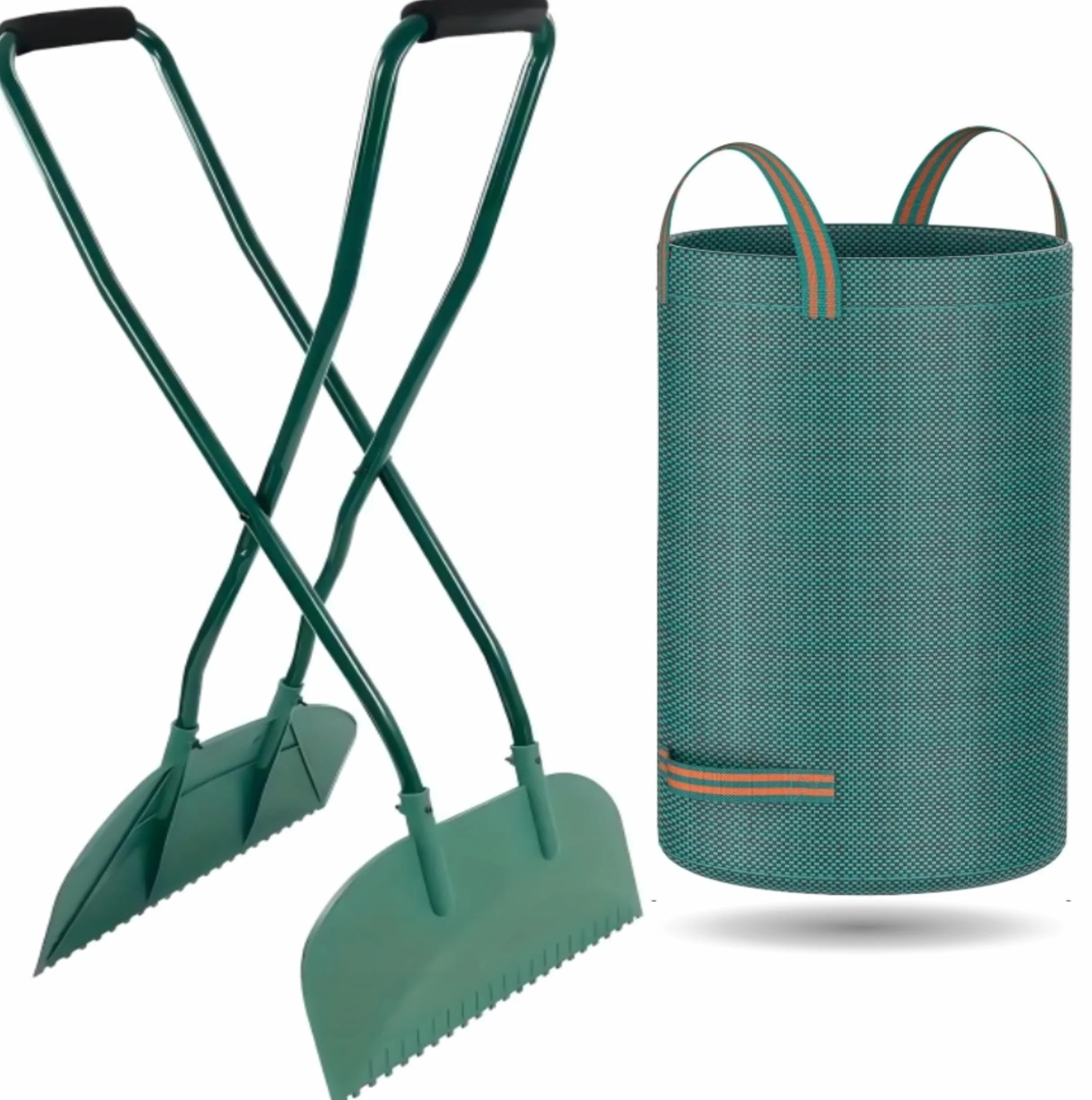 Generisch Recogedor de hojas con mango ergonómico de 95 cm con bolsa de jardín de 272 l gratis – recogedor de hojas de jardín para hojas, hierba y residuos de jardín