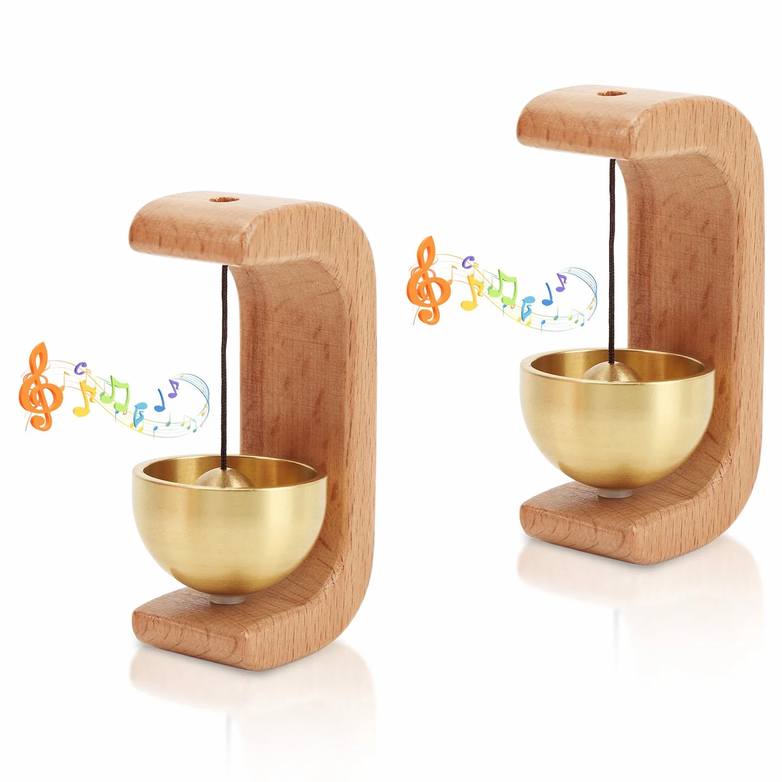 2 campanas magnéticas para puerta, campana de puerta de madera magnética, bolsa de aspiración, campana de entrada, recordatorio para habitación, frigorífico, porche, jardín (color original)