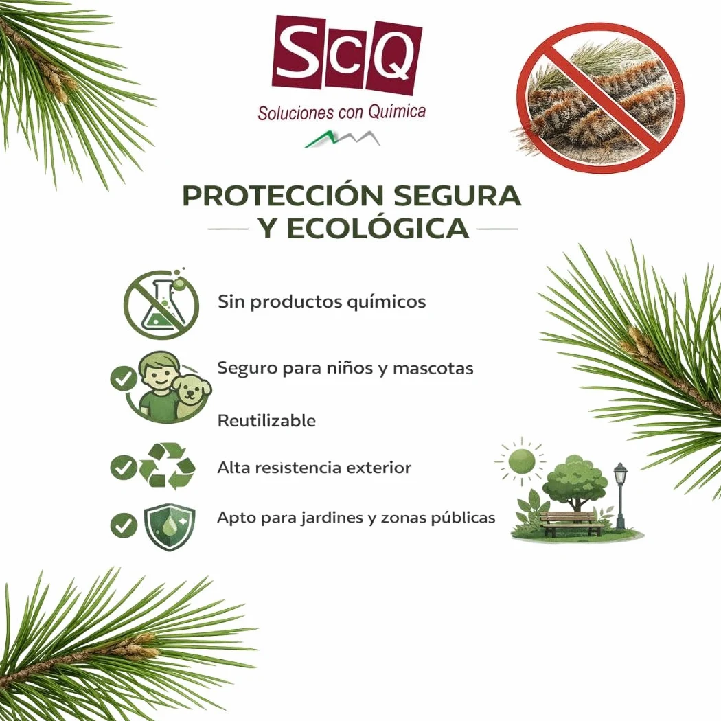 Trampa Procesionaria del Pino Profesional | Kit Completo + guia Instalación | hasta 140 cm de Perímetro | Sistema Ecológico de Alta Eficacia contra la Oruga Procesionaria (ECOLOGICO, 1.0, Unidad)