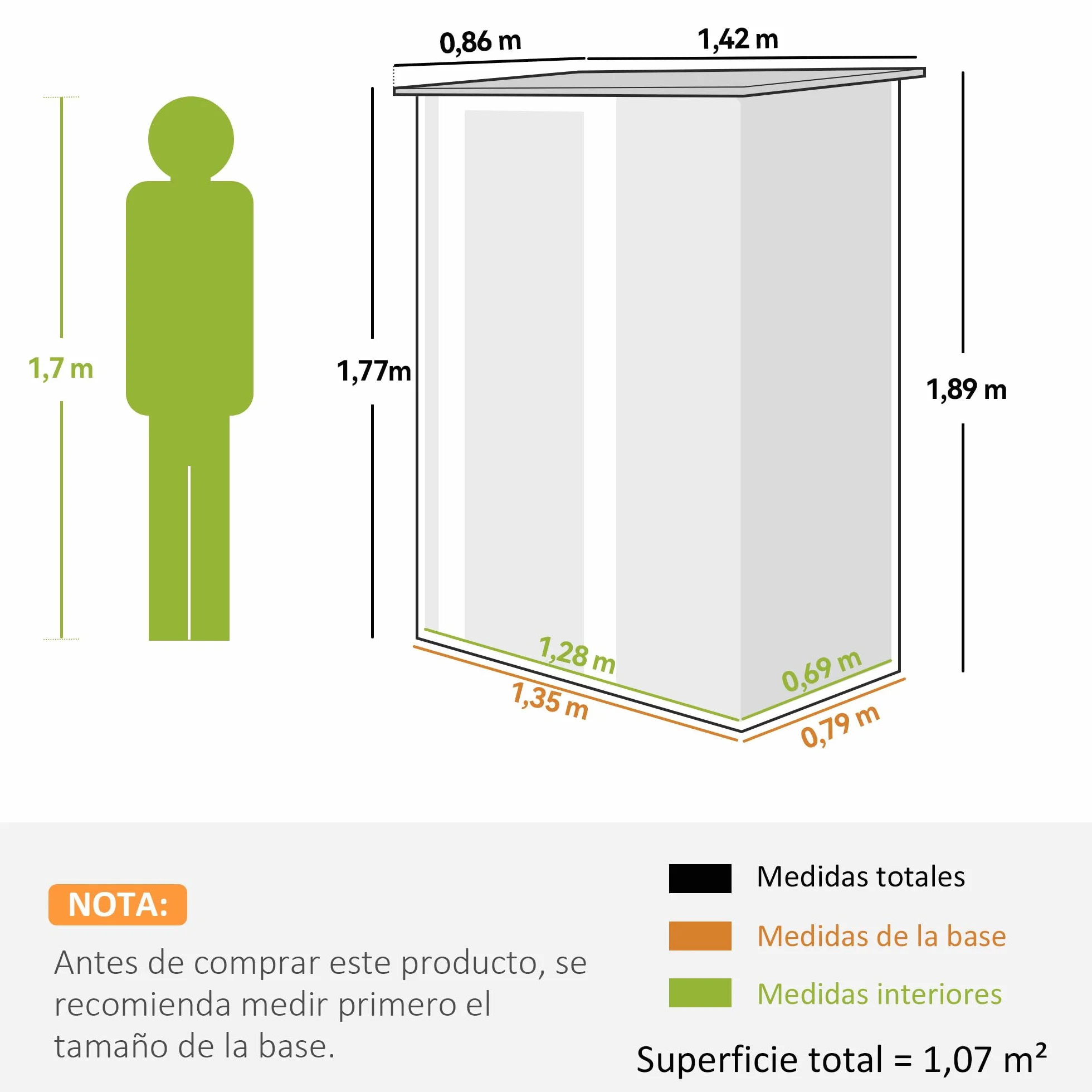 Outsunny Caseta de Jardín 1,07 m² 142x84x189 cm Cobertizo Exterior Metálico con Cerradura Marrón