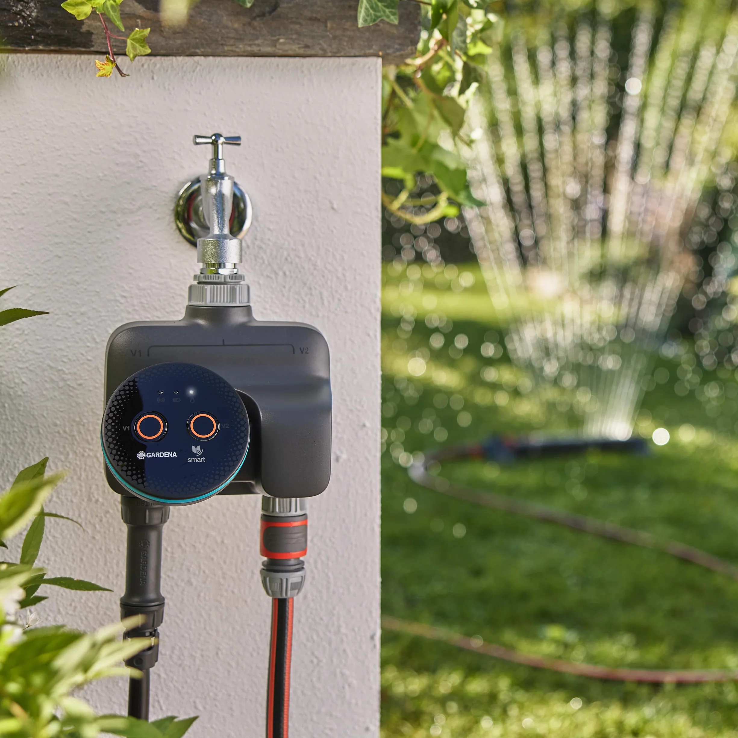 Gardena Programador de riego dual smart 19034-20 para dos espacios de jardín