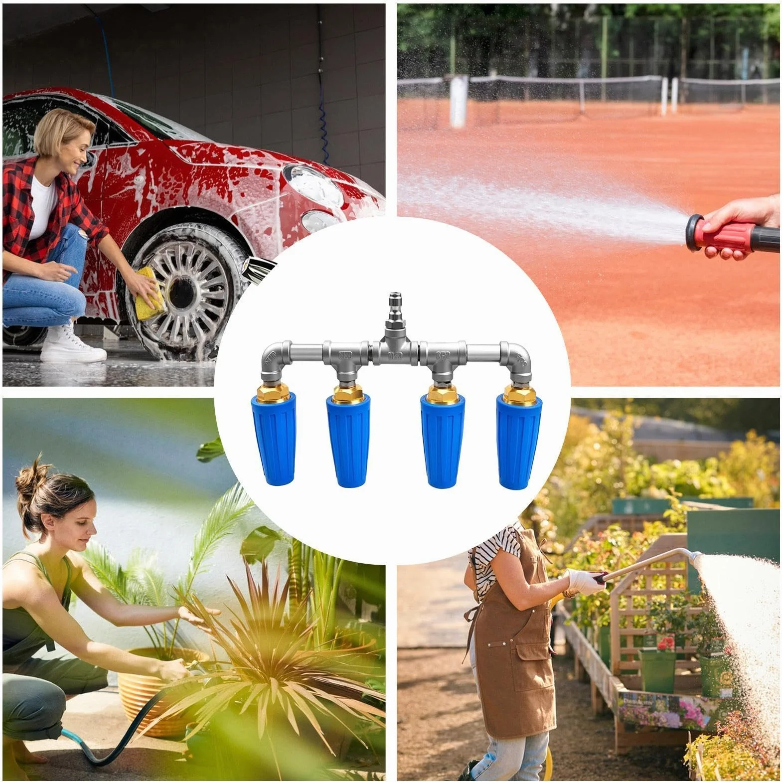 Boquilla Giratoria para Hidrolimpiadora Pulverizador de Agua Ergonómico | Manguera Alta Presión Boquilla Para LavadoCoches, Riego, Jardinería, Limpieza Patios,