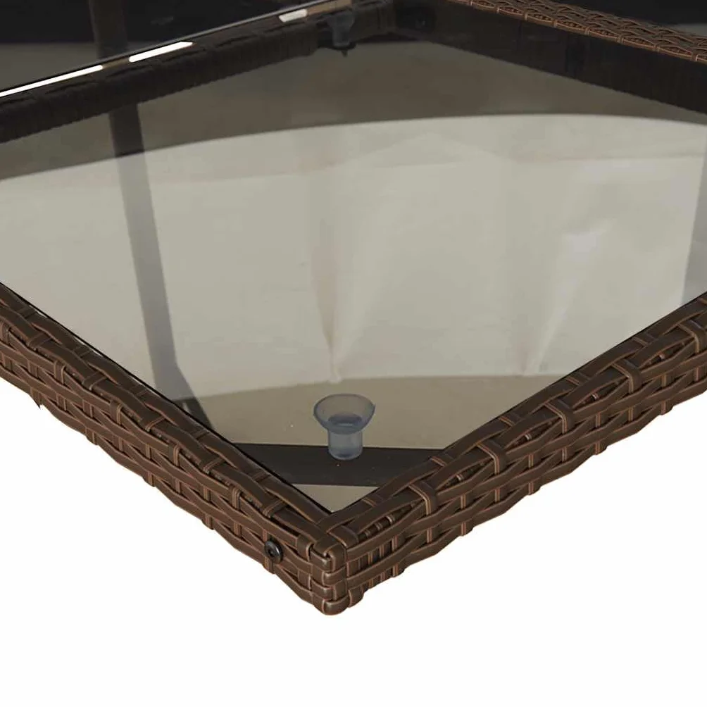 Set Comedor de Jardín 7 Piezas con Cojines Ratán Sintético Marrón