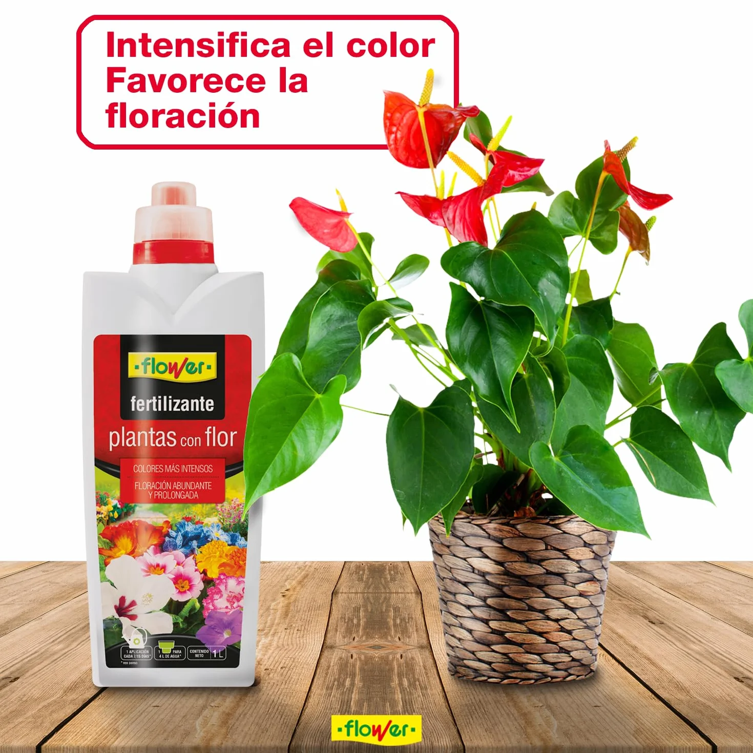 Fertilizante Líquido para Plantas con Flor 1 L NPK 4-4-6 con Micronutrientes y Vitamina B1