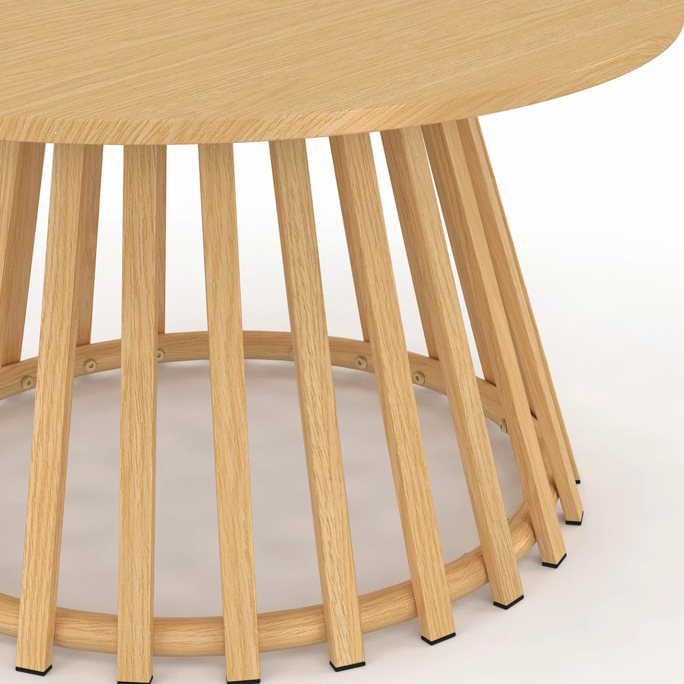 IDMarket – Mesa de centro de jardín redonda 70 cm SOLAL con patas de metal efecto madera