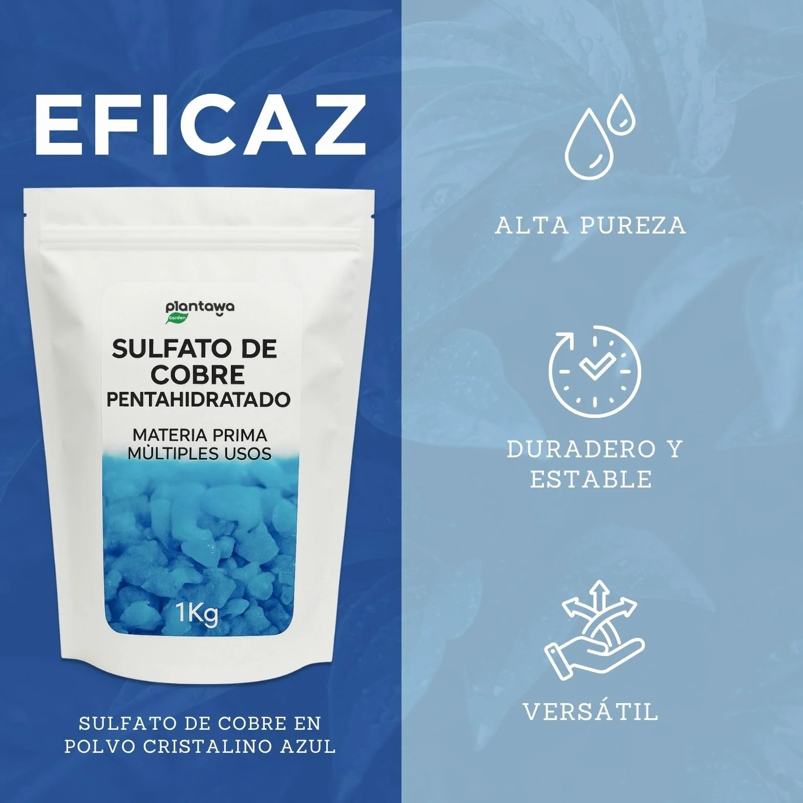 Sulfato de Cobre 1kg Mojable para Plantas y Piscinas