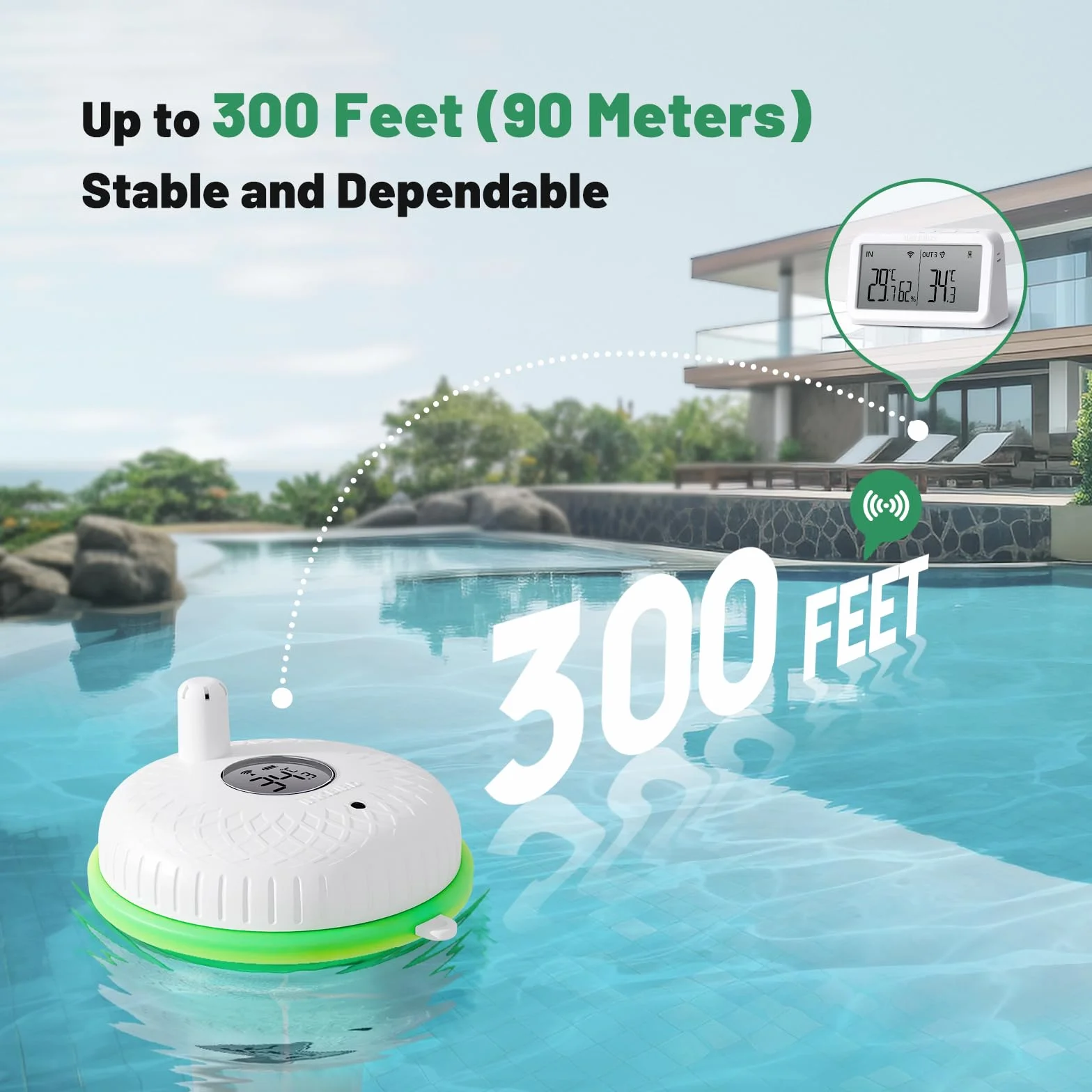Inkbird Termómetro Piscina WiFi IBS-M2, Monitor Temperatura Humedad, Control APP, 9 Canales, Flotante