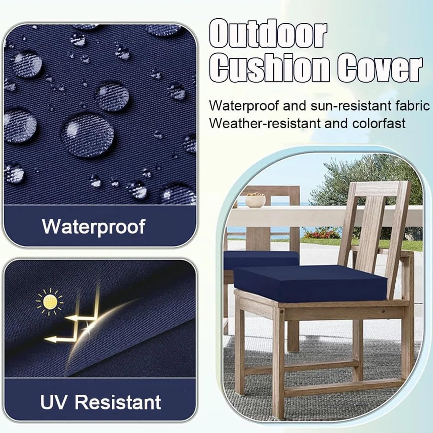 Funda De Cojín para Asiento De Patio Exteriores con Cremallera, a Prueba De Polvo, Beige 50x55x5cm