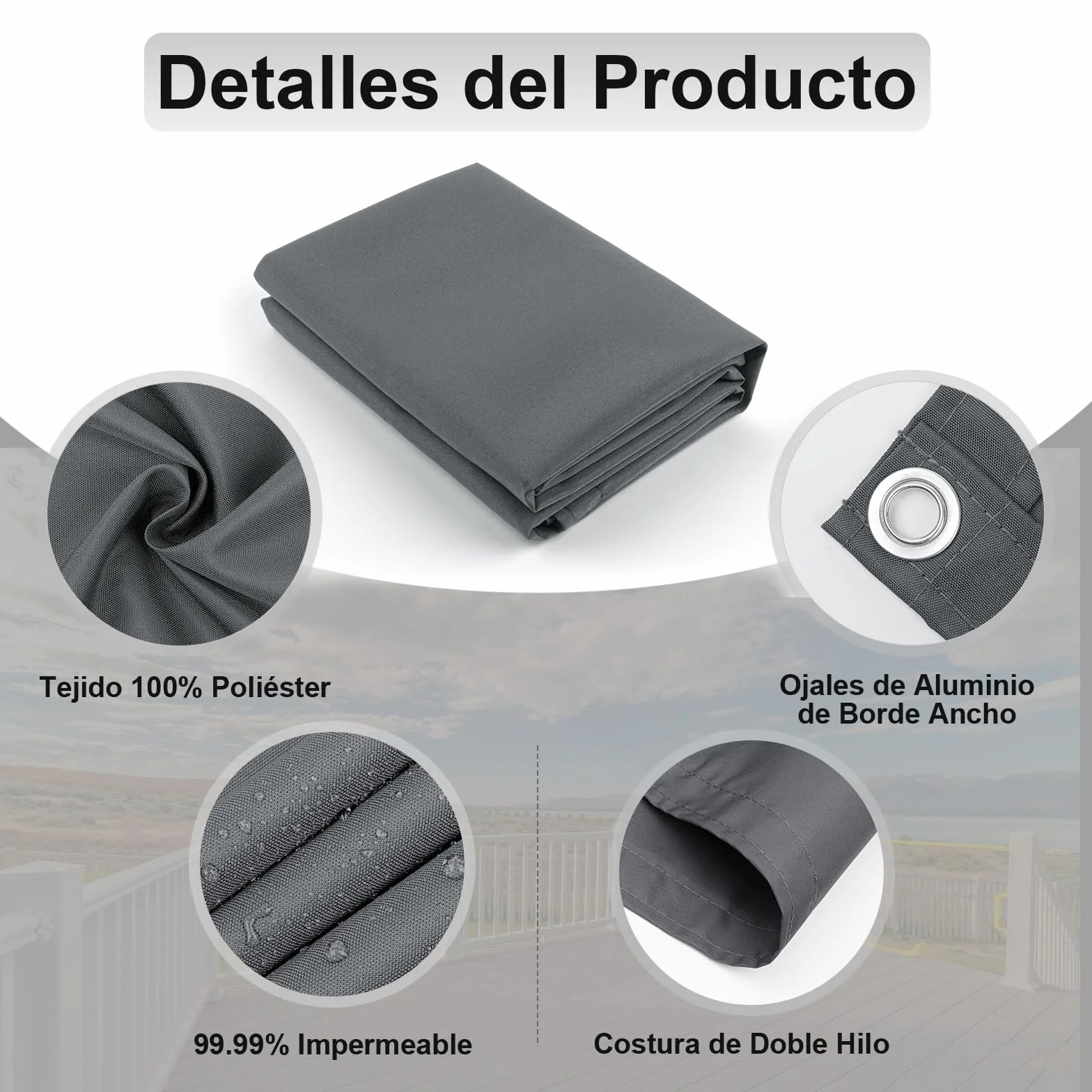 Pantalla Privacidad Balcón 90x500cm Impermeable Protección Viento UV Exterior Antracita