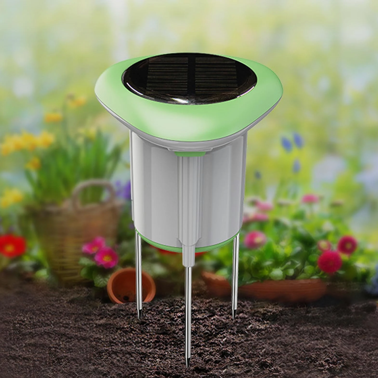 Buachois Sensor de Suelo Solar, Medición de Humedad Temperatura y Conductividad con WiFi y Bluetooth, Material ABS para Jardín Huerto Interior Exterior