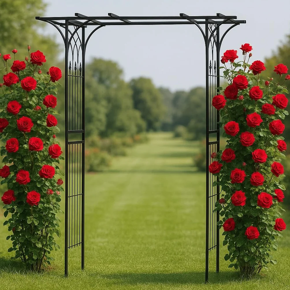 Arco de jardín para Rosas y trepadoras 205x50x208cm Acero Negro