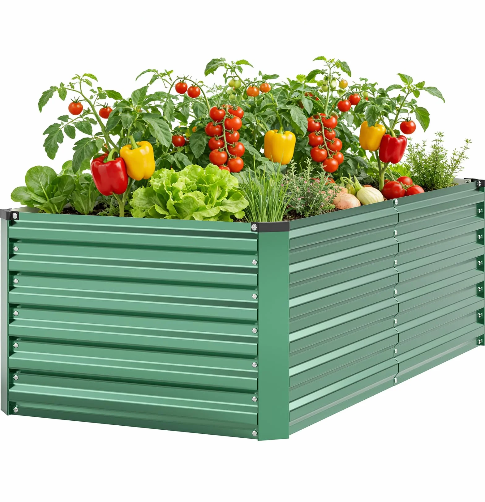 Maceta de Jardín Elevada de Metal 240x120x60 cm, Maceta de Plantación de Acero Galvanizado Resistente con Red de Protección y Tela Antihierbas, Extra Ancha y Estable, Ideal para Cultivo de Verduras