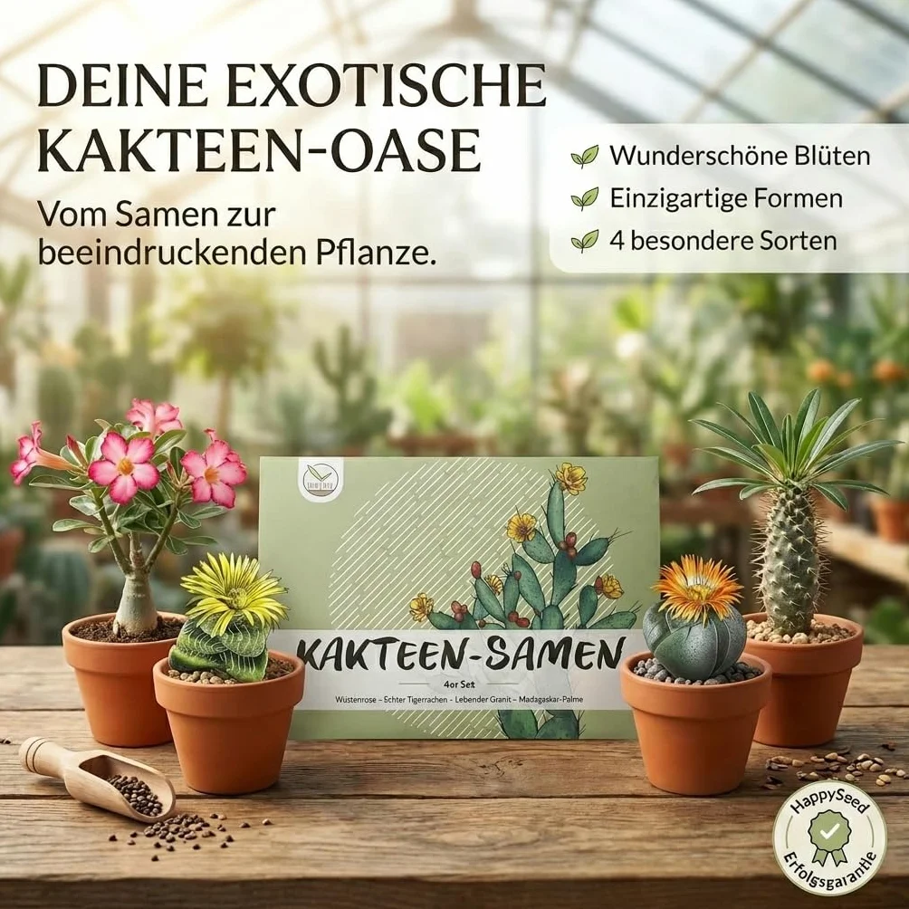 Semillas de cactus exóticas para floración - Set de 4 semillas suculentas