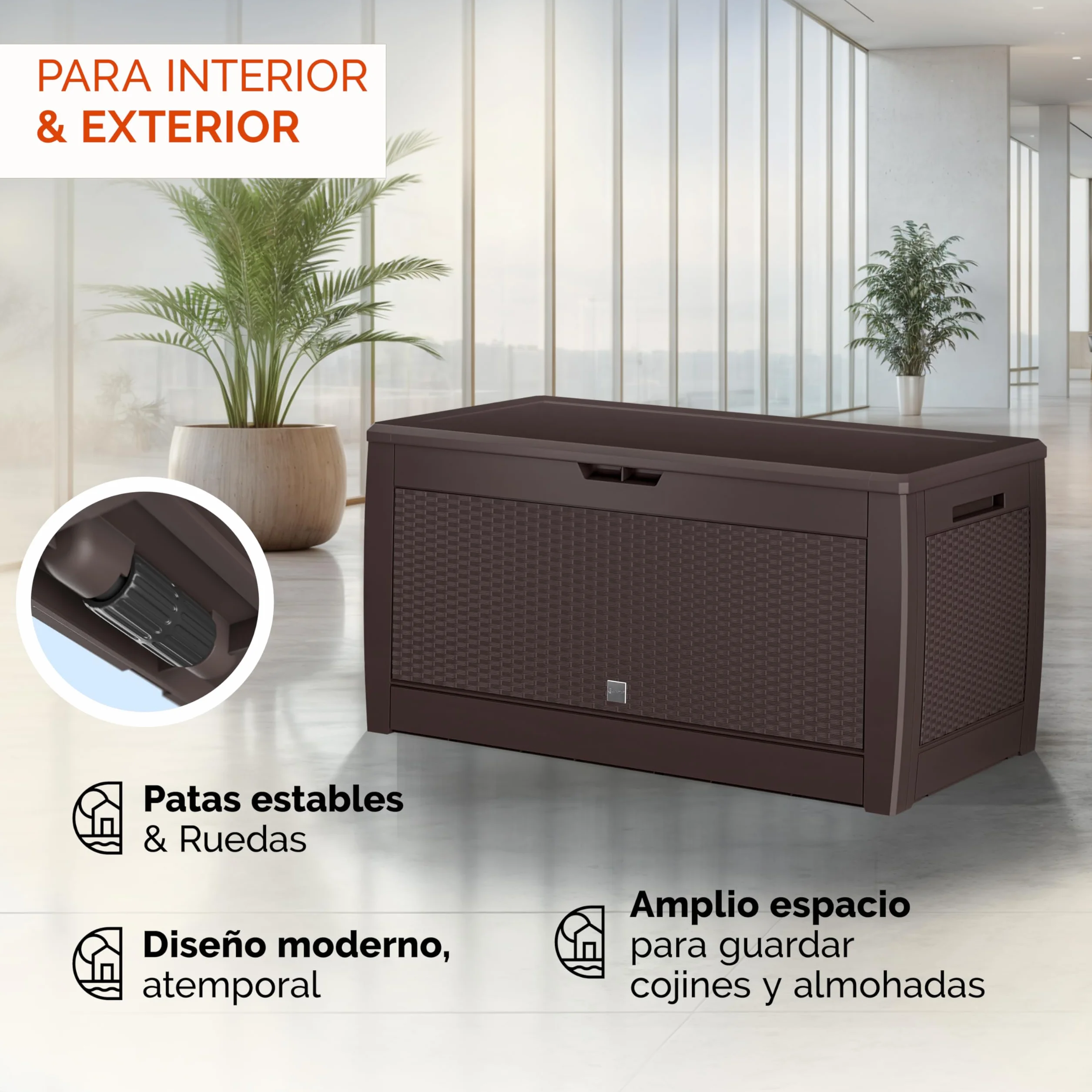 CASARIAŽ Arcón Jardín Exterior Baúl Almacenaje 310L 119x48x60cm Marrón