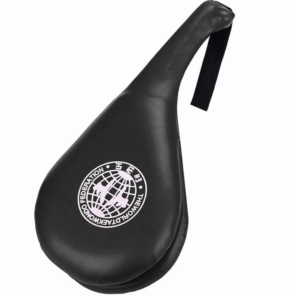 Manopla de mano de piel sintética para taekwondo, doble almohadilla, equipo de entrenamiento, rojo/azul/negro