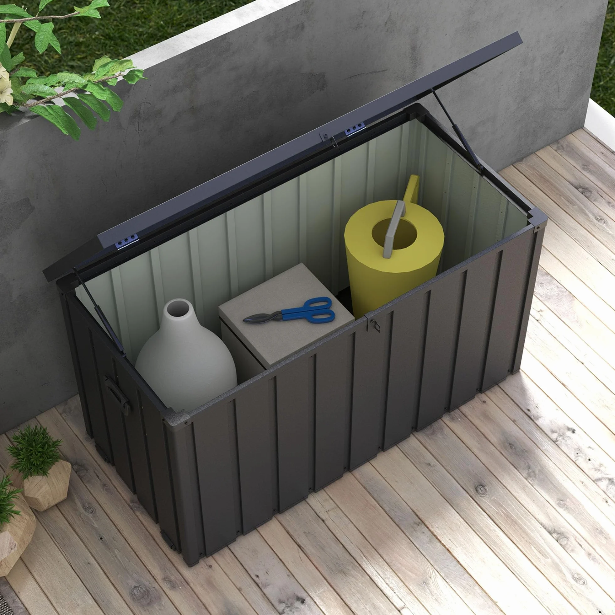 Outsunny Baúl Almacenaje Exterior 450L Acero 125,5x61,5x70 cm Gris Oscuro